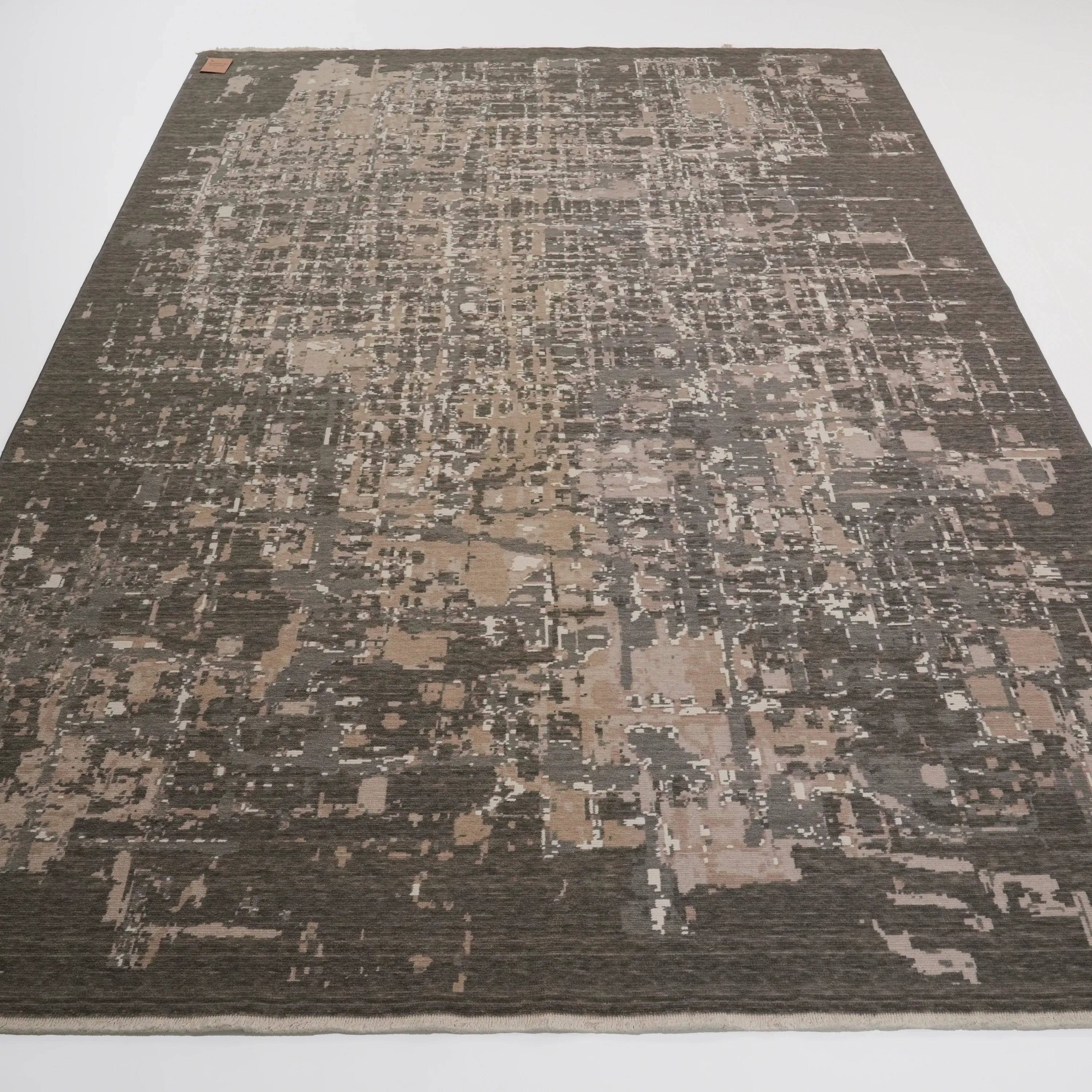 Tempus Series Abstract Patterned Wool Gray Loom Woven Rug