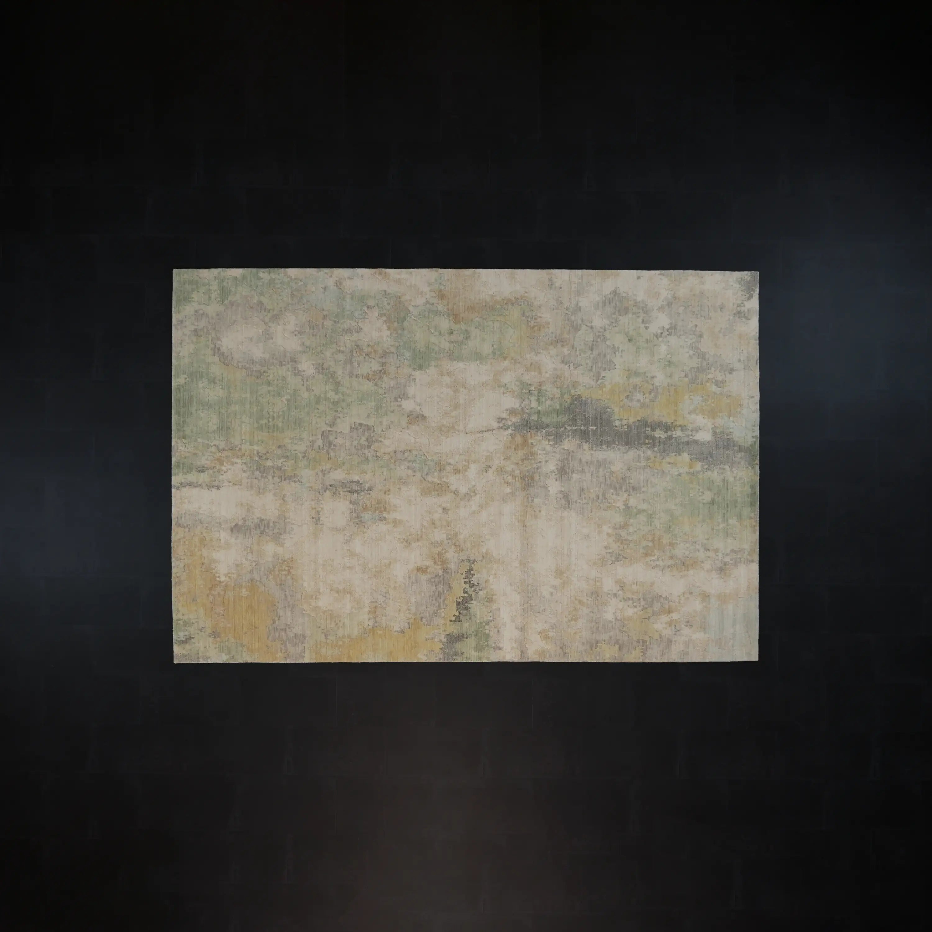 Soyut Desenli Yün Krem Modern Tezgah Dokuma Halı