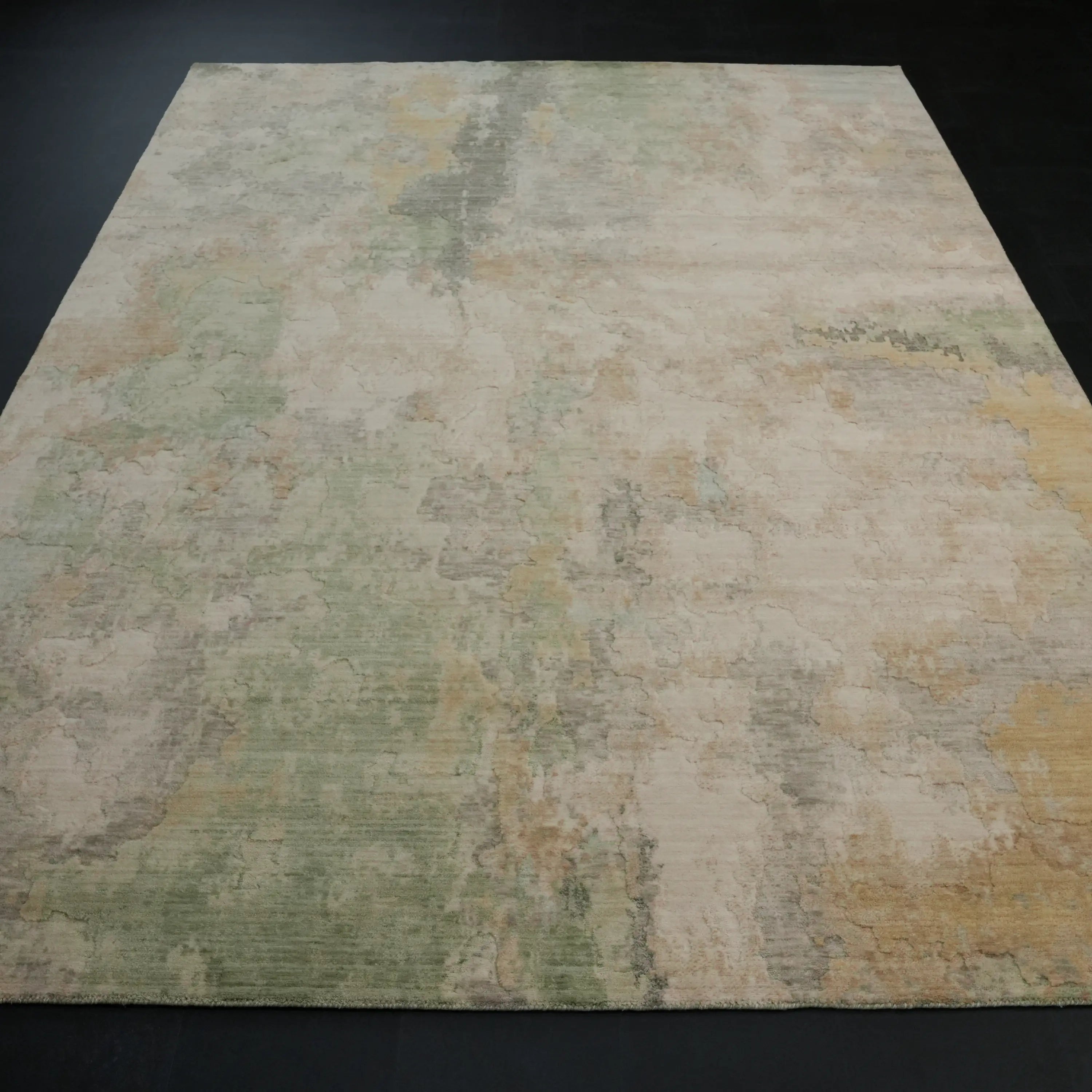 Soyut Desenli Yün Krem Modern Tezgah Dokuma Halı