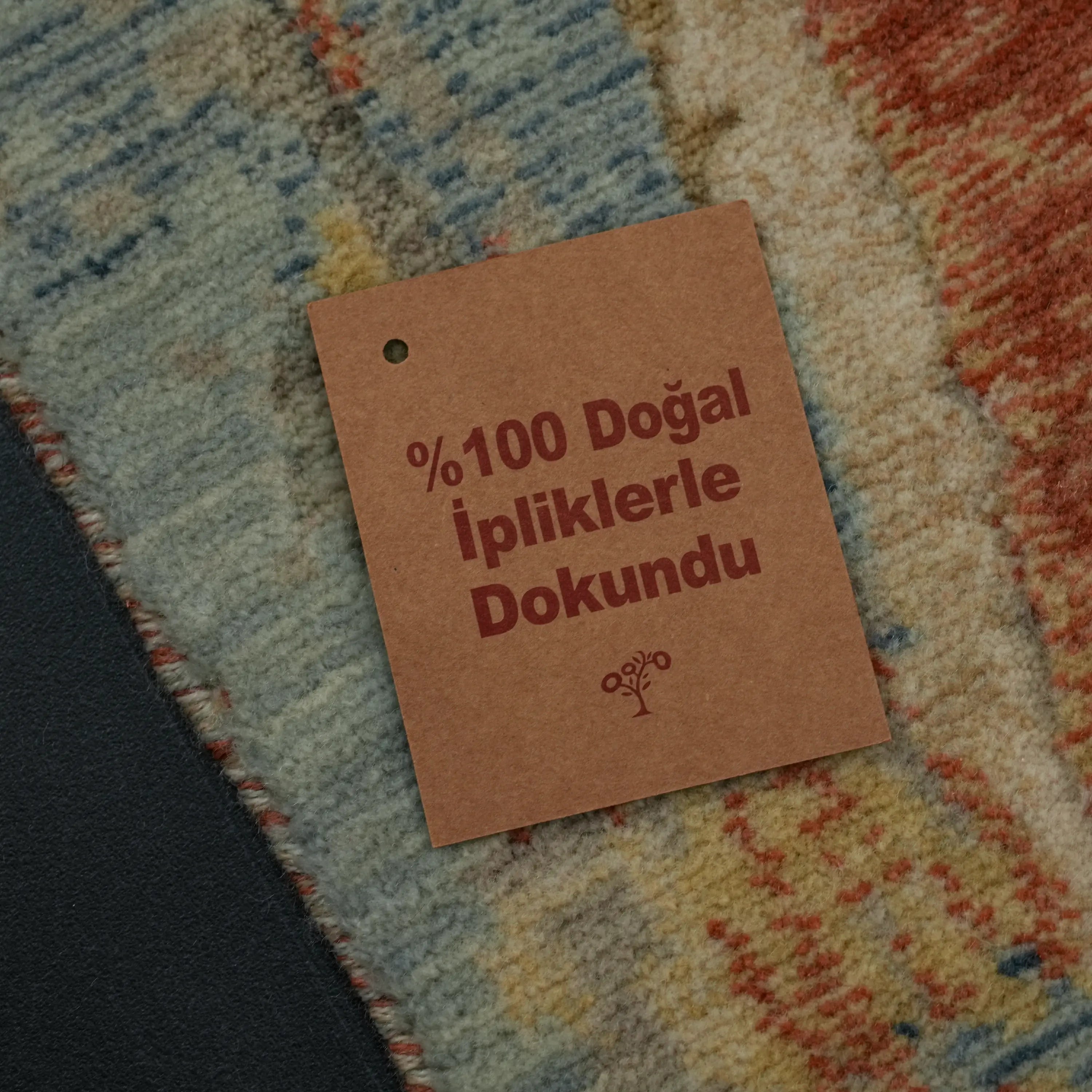 Soyut Desenli Yün Modern Krem Tezgah Dokuma Halı