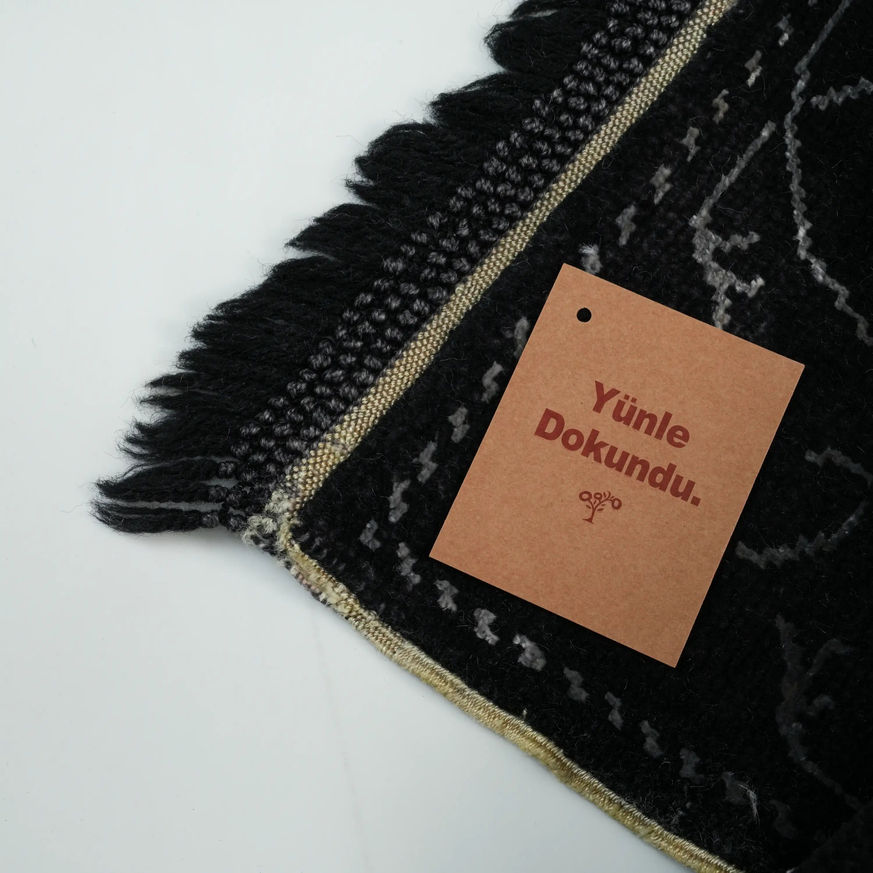 Sultan Series Handwoven Framed Patterned Silk Black Rug