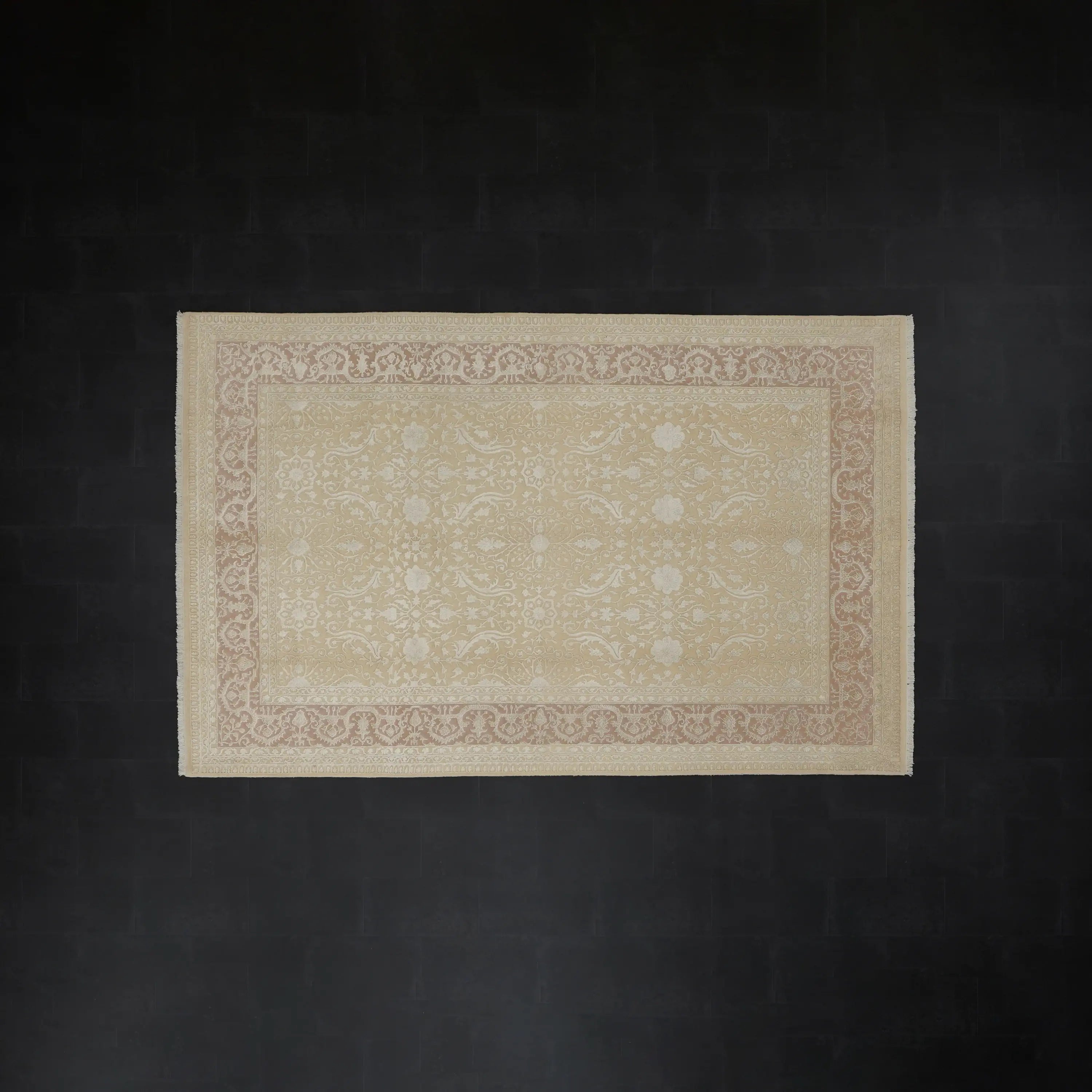 Sultanahmet Series Handwoven Floral Pattern Cream Wool Rug