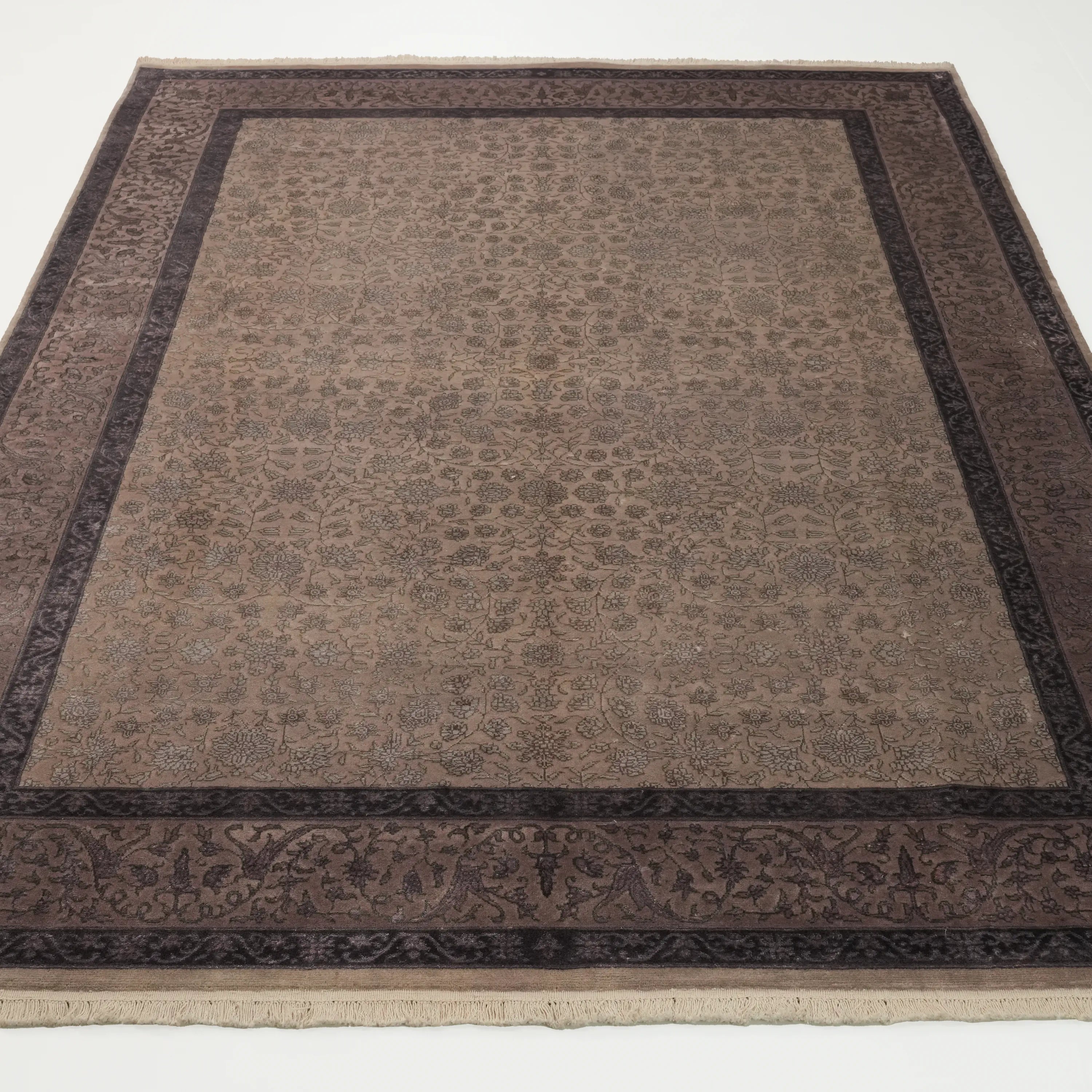 Sultanahmet Series Handwoven Flower Patterned Purple Wool Rug