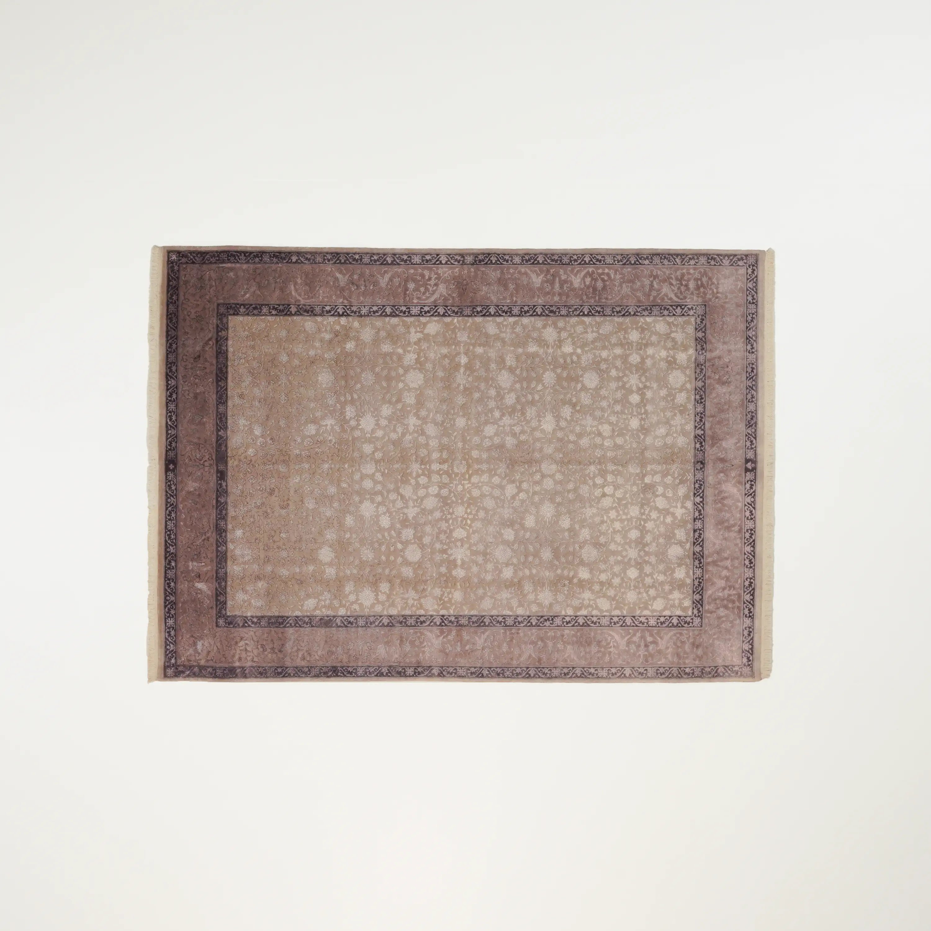 Sultanahmet Series Handwoven Flower Patterned Purple Wool Rug