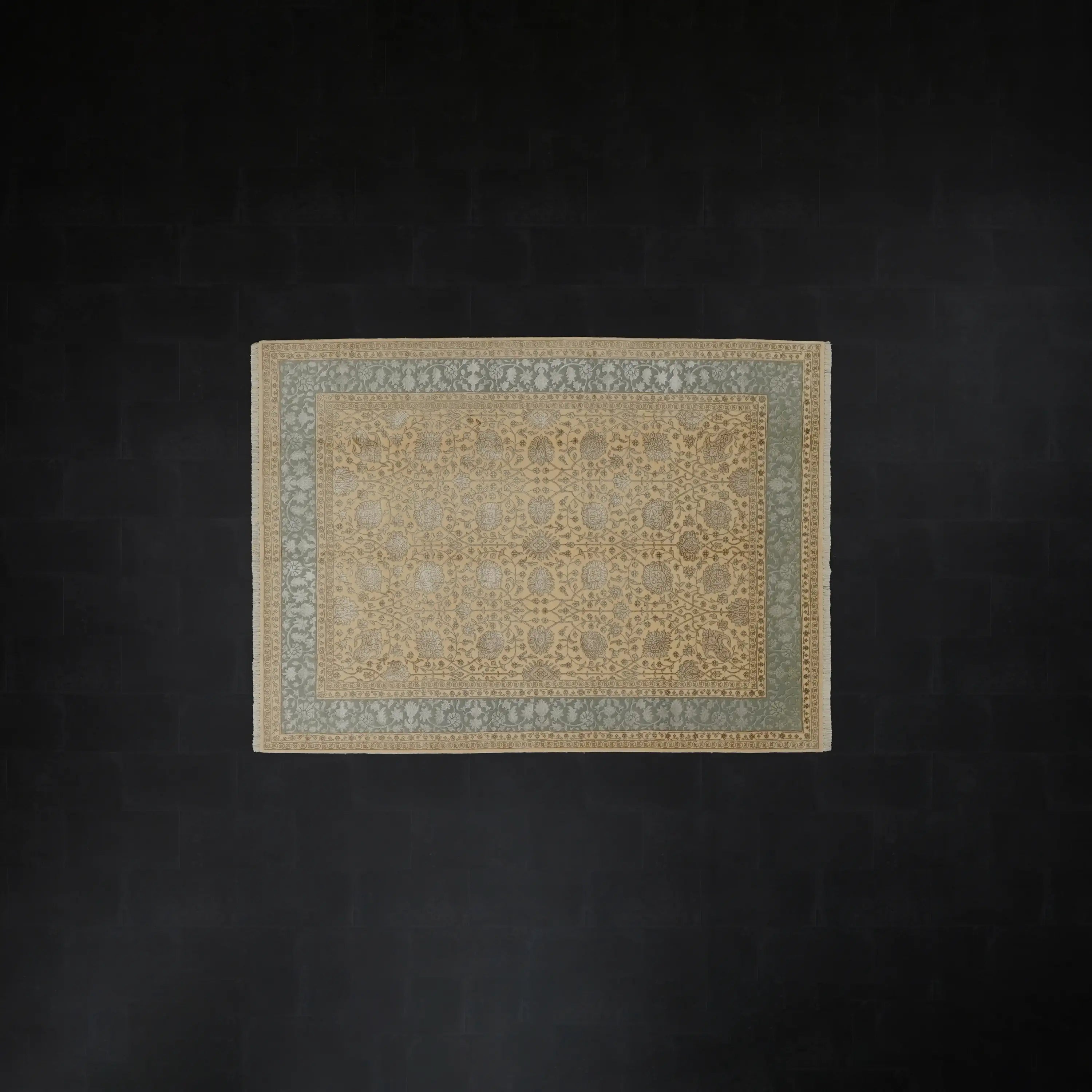 Sultanahmet Series Handwoven Floral Pattern Wool Cream Rug