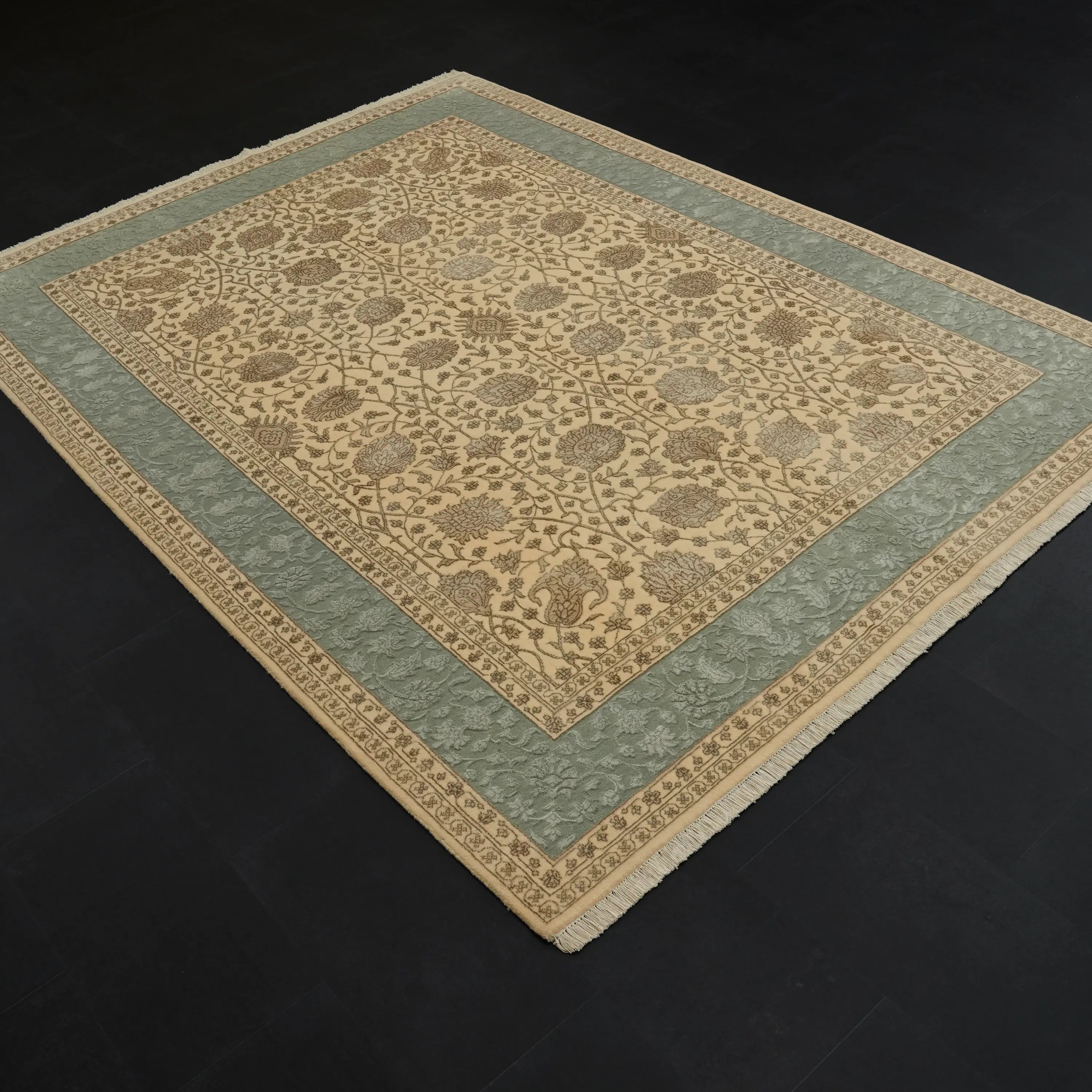 Sultanahmet Series Handwoven Floral Pattern Wool Cream Rug