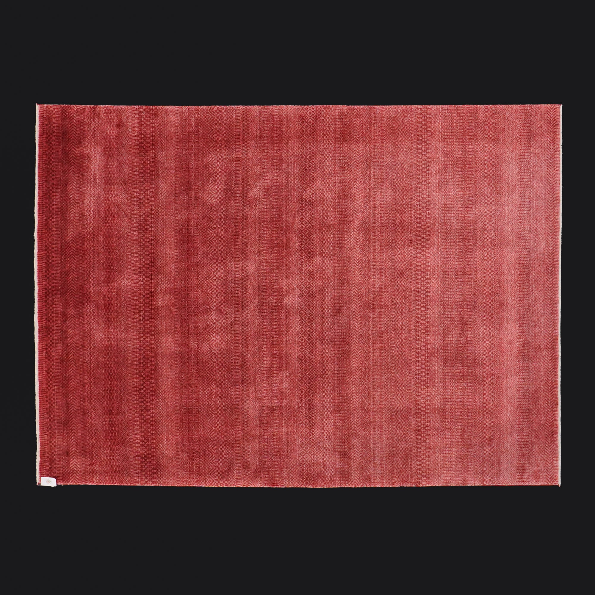 Taftan Series Geometric Patterned Red Loom-Woven Rug