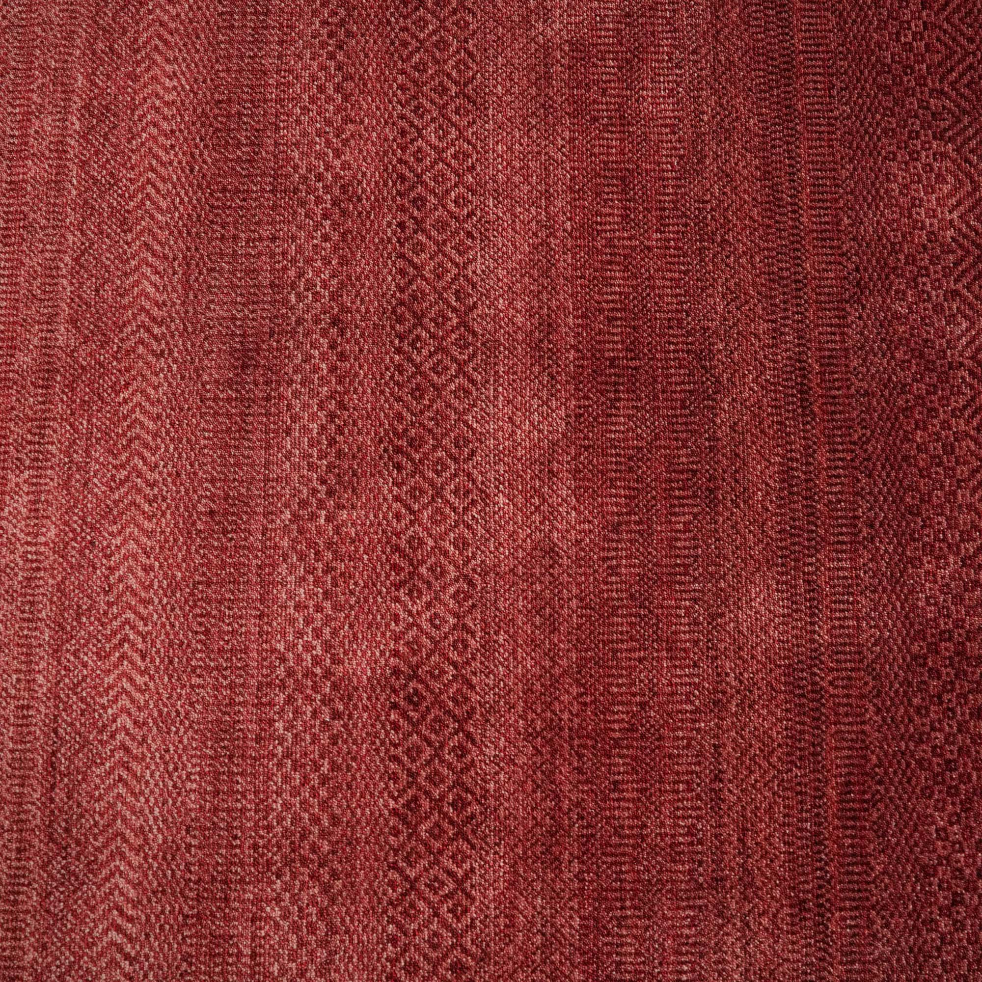 Taftan Series Geometric Patterned Red Loom-Woven Rug