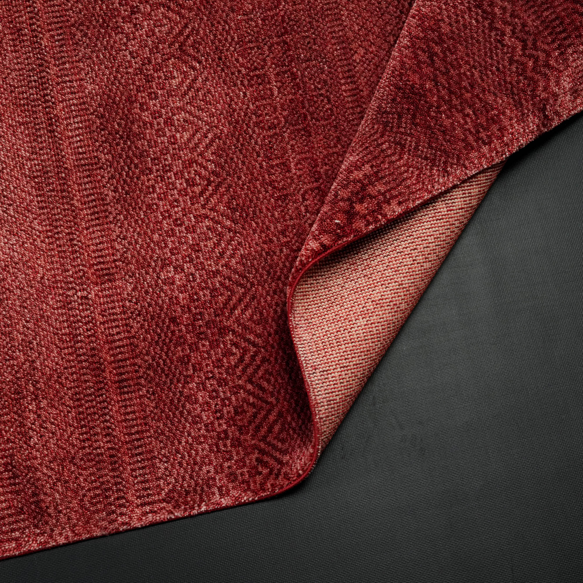 Taftan Series Geometric Patterned Red Loom-Woven Rug