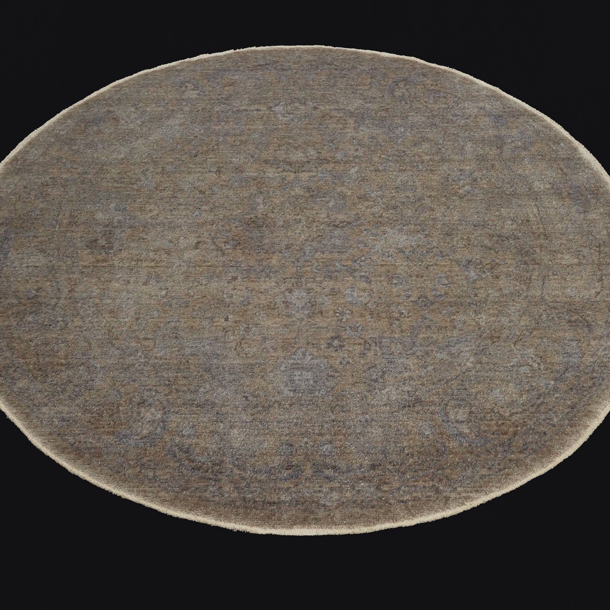 Taftan Series Vintage Patterned Beige Round Special Countertop Carpet