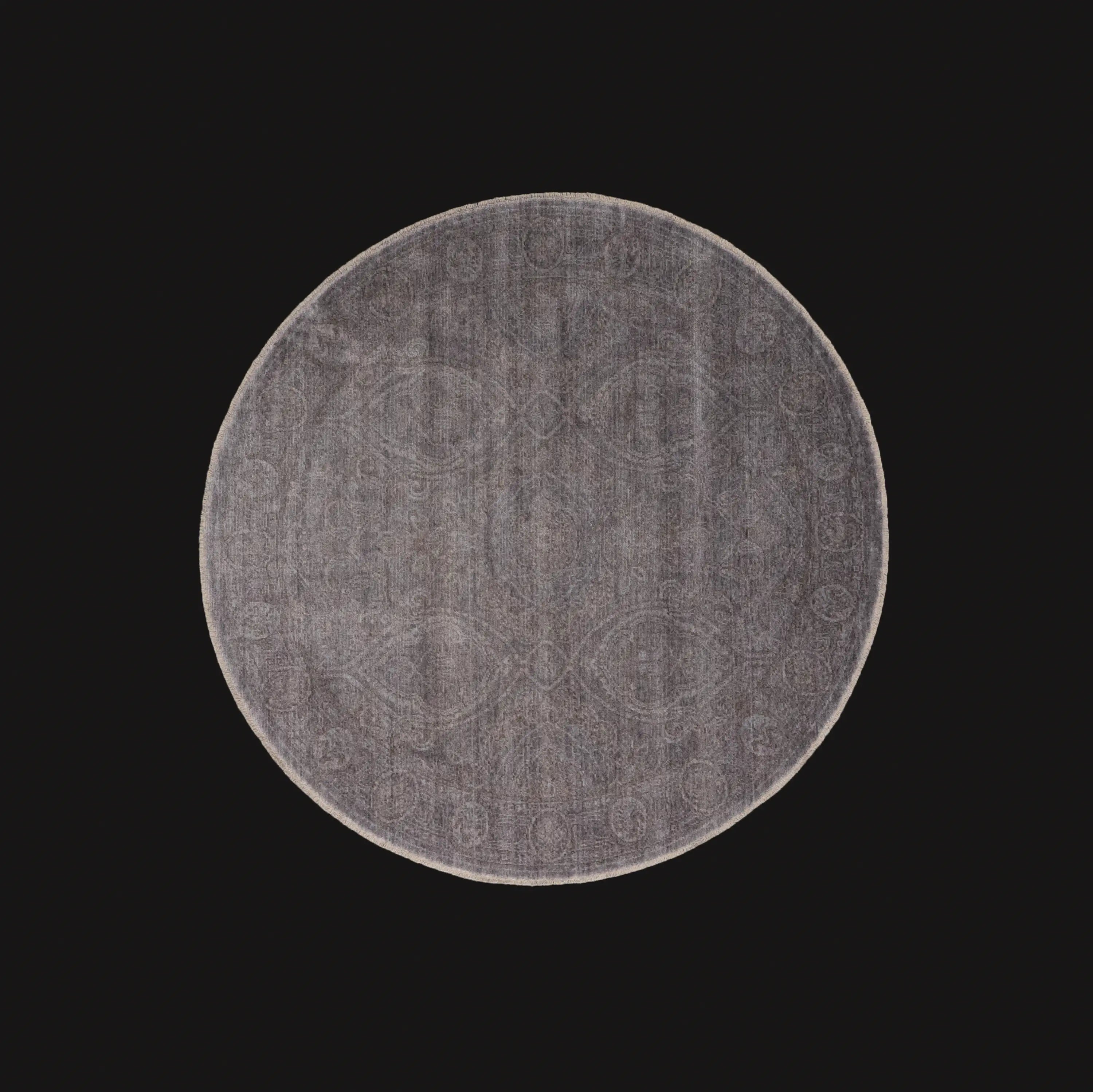 Taftan Series Vintage Patterned Gray Tencel Loom Woven Rug