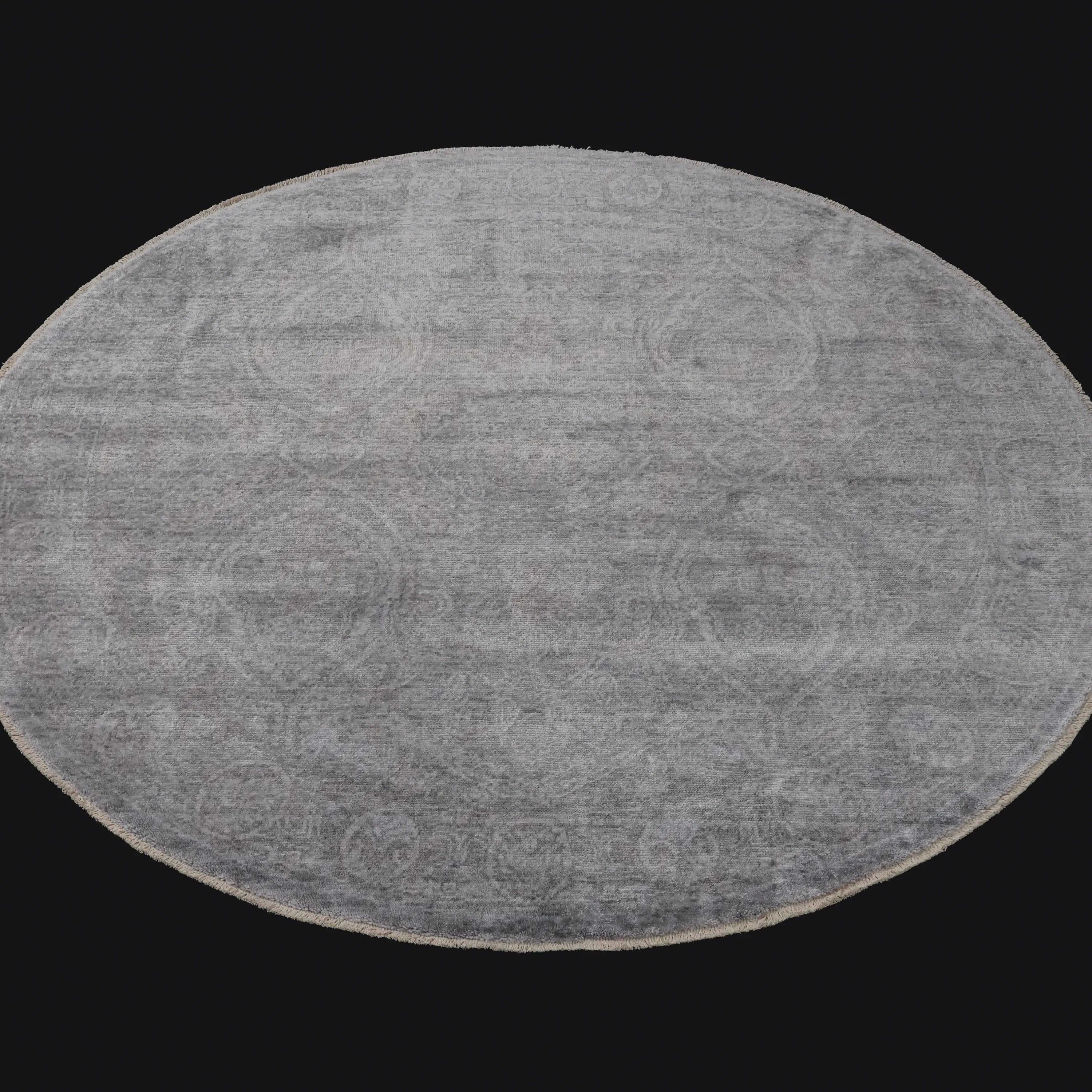 Taftan Serisi Vintage Desenli Gri Tencel Tezgah Dokuma Halı