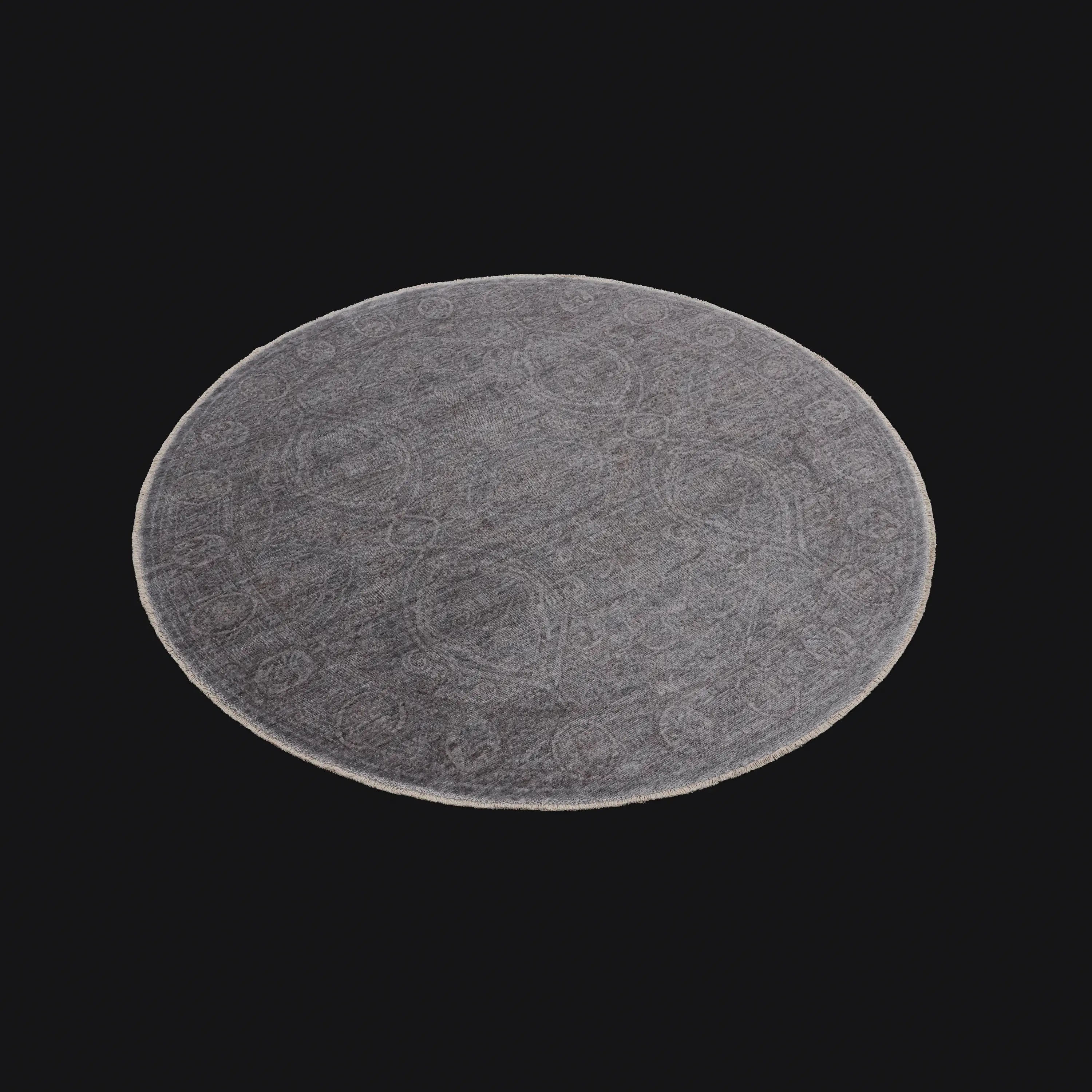 Taftan Series Vintage Patterned Gray Tencel Loom Woven Rug