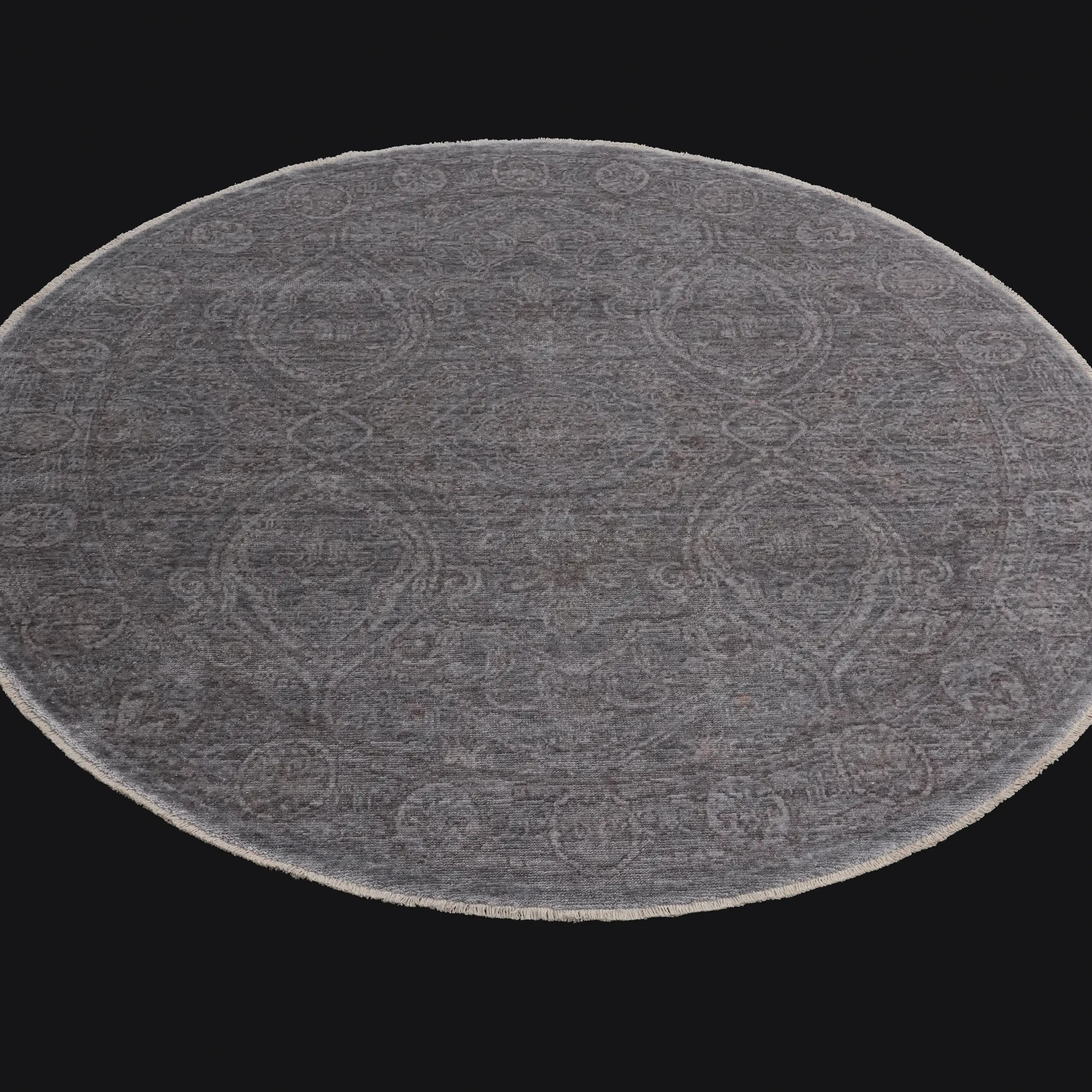 Taftan Serisi Vintage Desenli Gri Tencel Tezgah Dokuma Halı