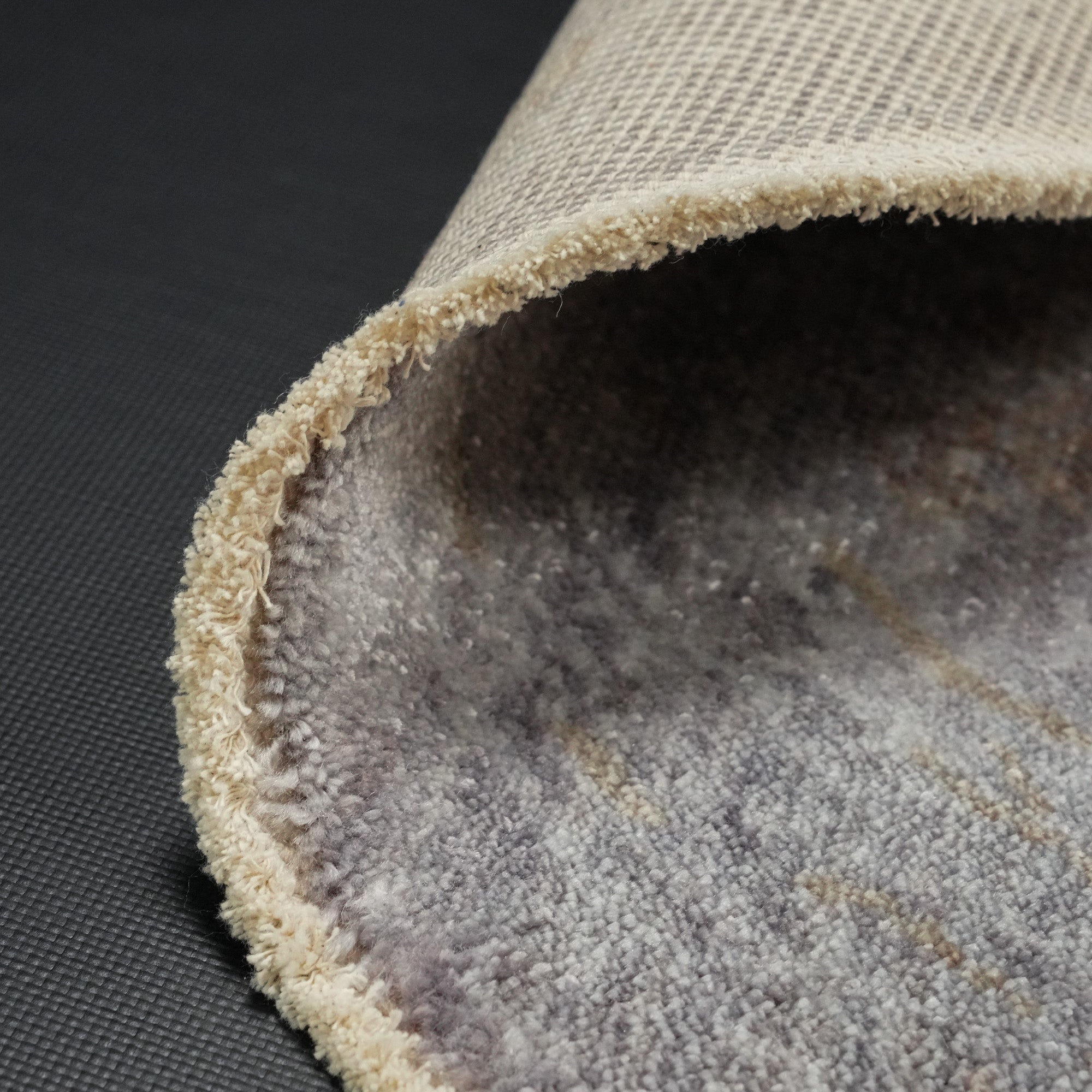 Taftan Series Vintage Patterned Gray Round Special Loom Carpet