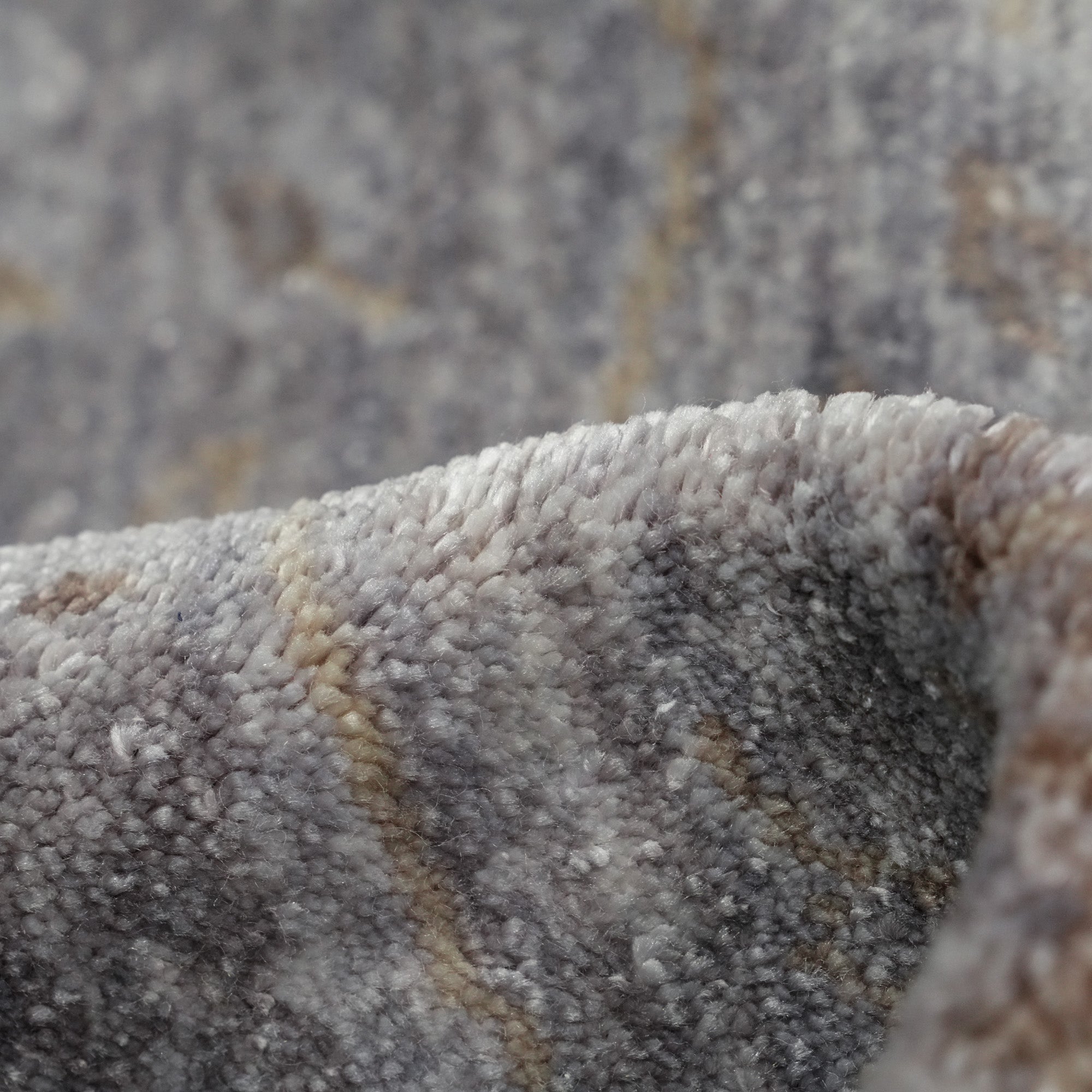 Taftan Series Vintage Patterned Gray Round Special Loom Carpet