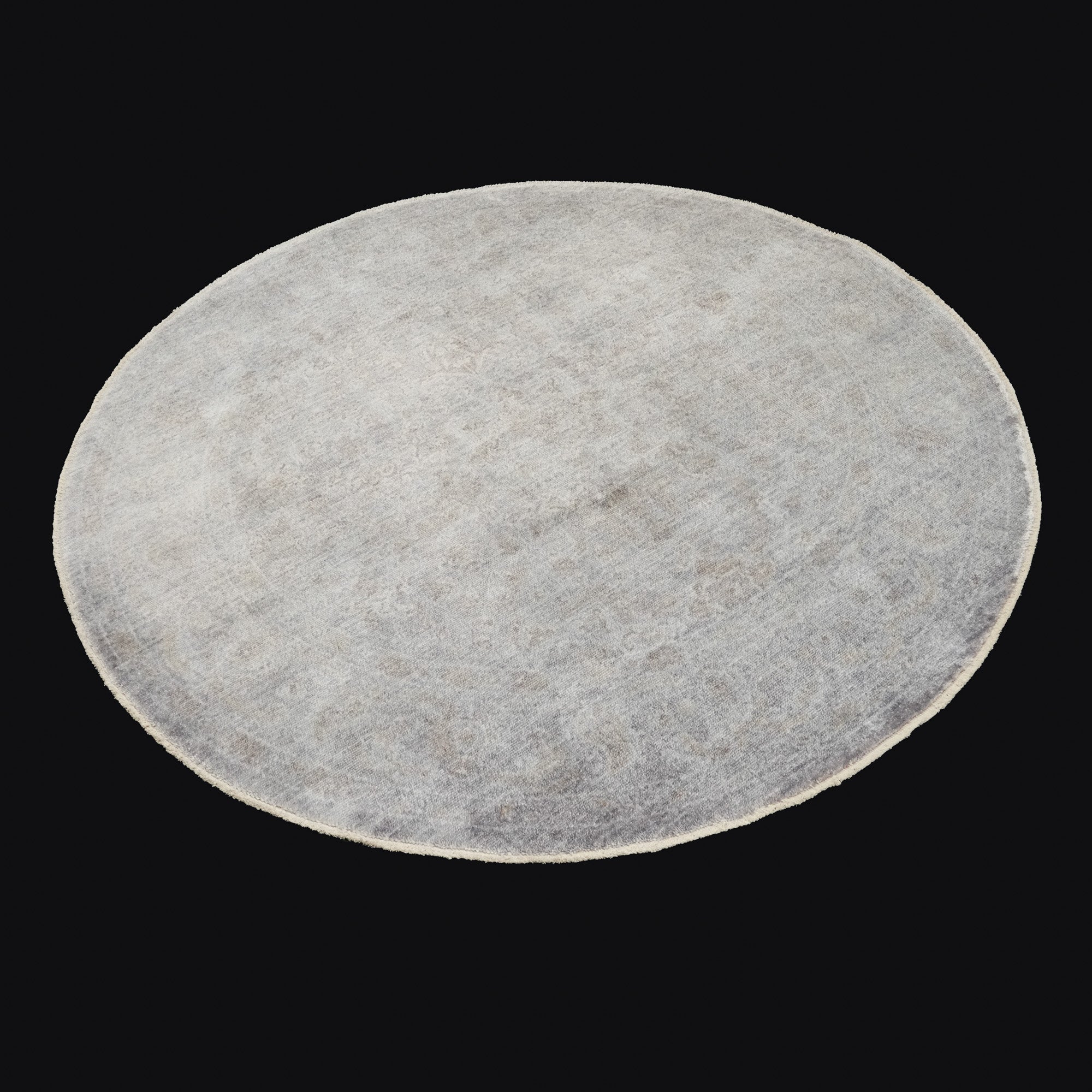 Taftan Series Vintage Patterned Gray Round Special Loom Carpet