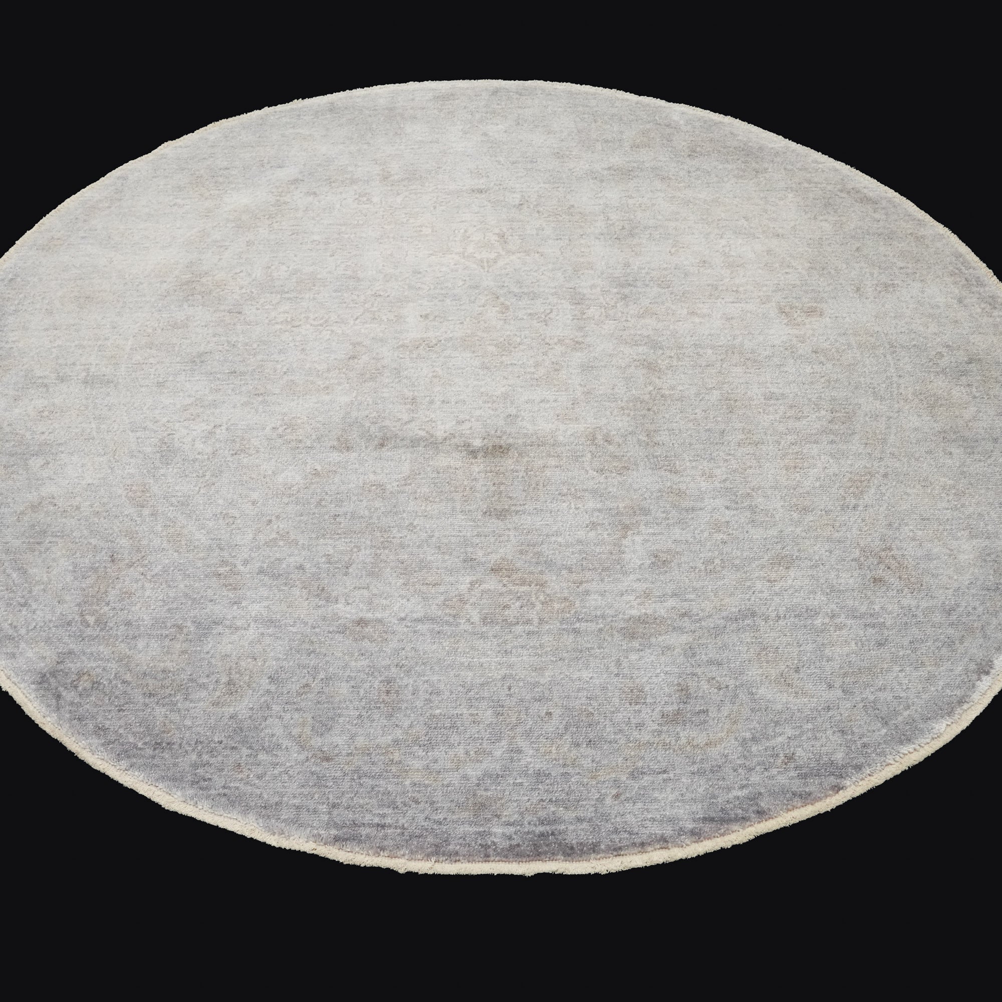 Taftan Serisi Vintage Desenli Gri Yuvarlak Tezgah Dokuma Halı