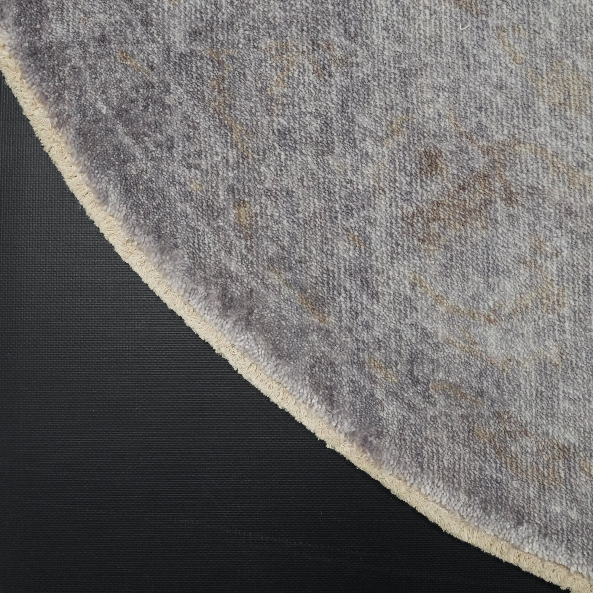 Taftan Series Vintage Patterned Gray Round Special Loom Carpet