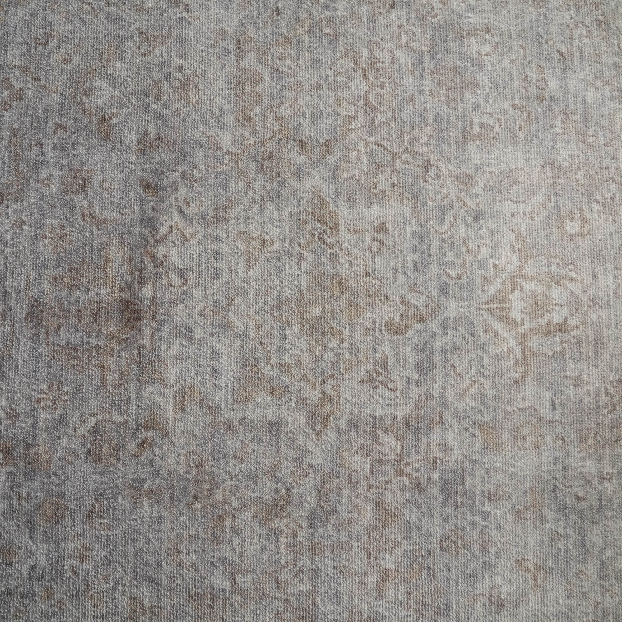 Taftan Series Vintage Patterned Gray Round Special Loom Carpet