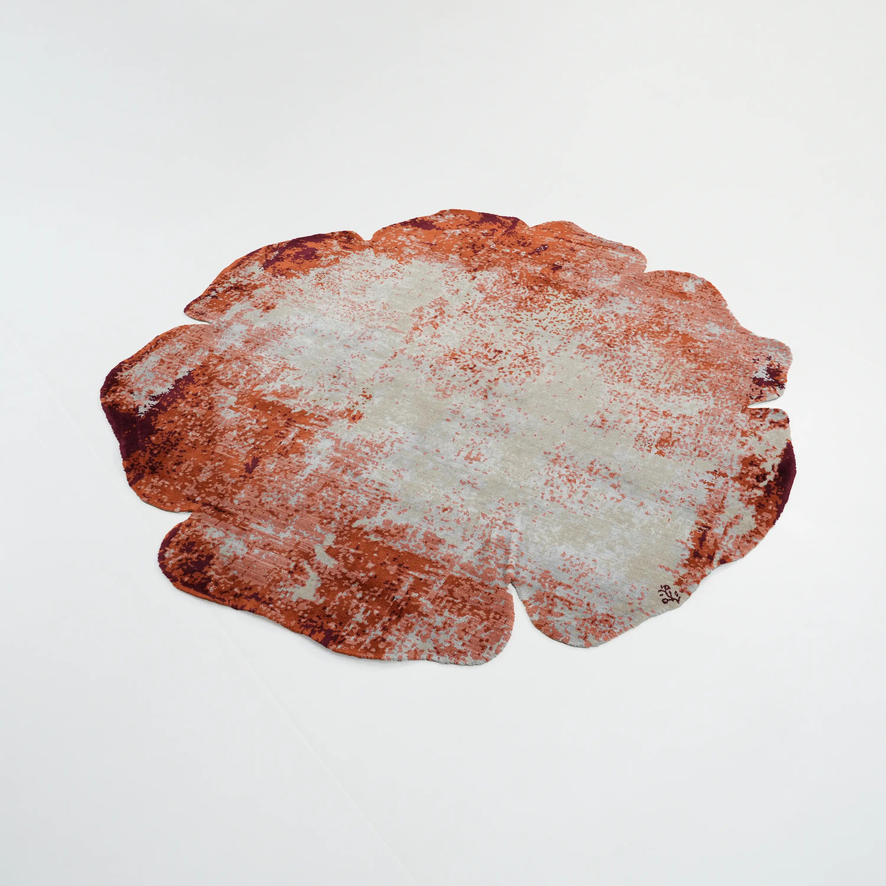 Tempus Serisi Asimetrik Çiçek Kesim Terra Renkli Tezgah Dokuma Halı