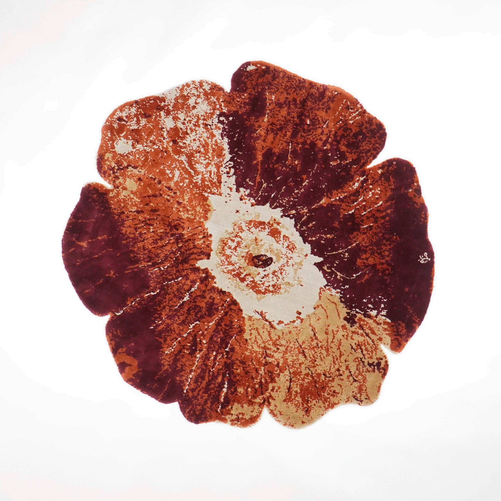 Tempus Series Asymmetrical Floral Cut Orange/Terra Bamboo Special Loom Carpet