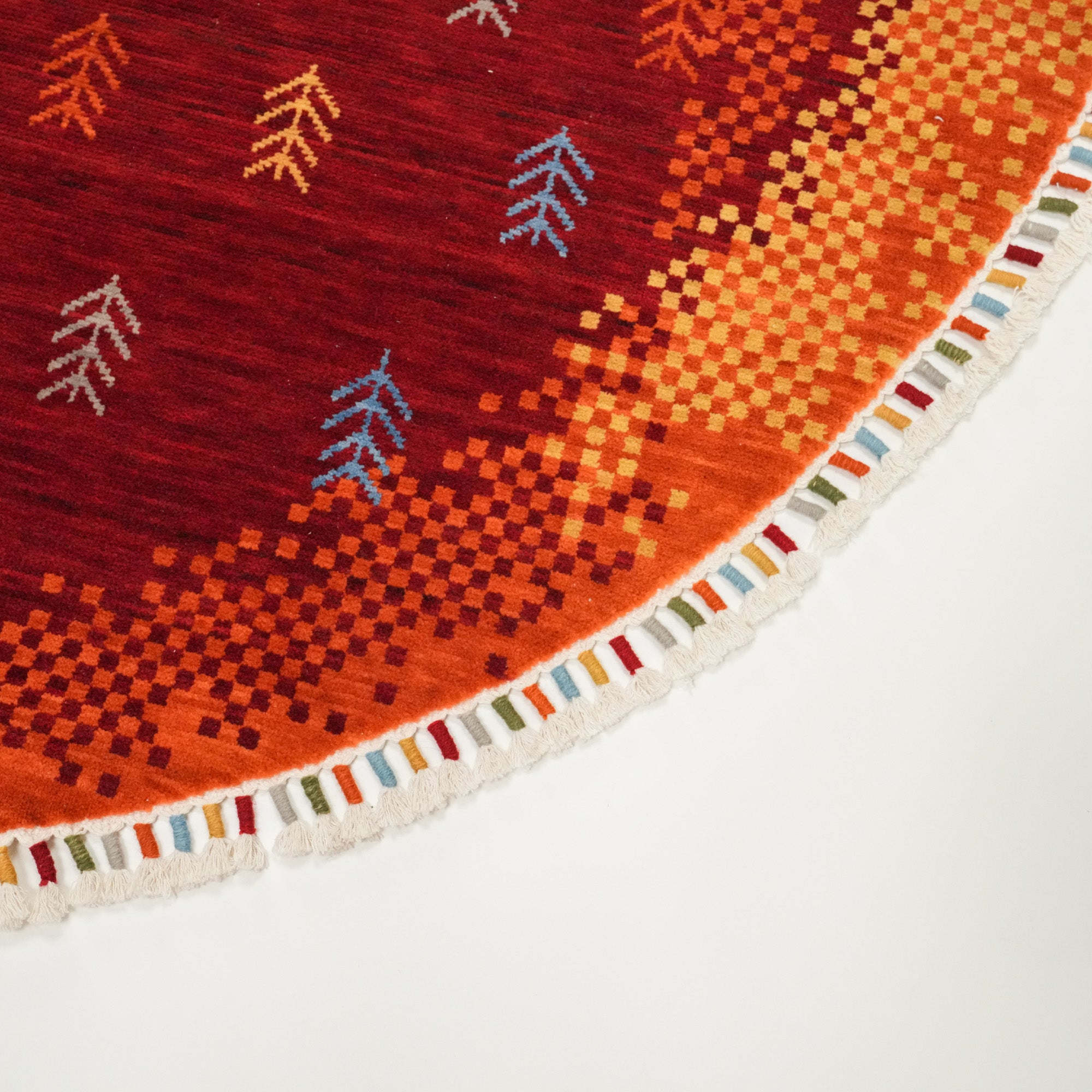 Tempus Series Modern Authentic Patterned Wool Colorful Round Loom-Woven Rug