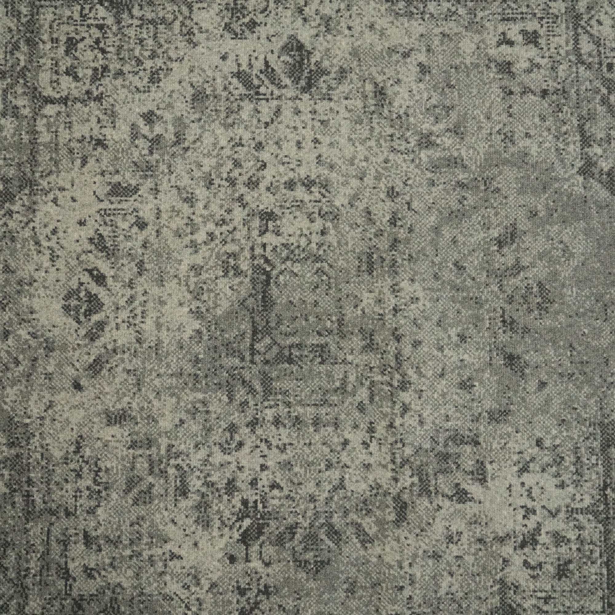 Tempus Series Vintage Patterned Gray Natural Wool Loom Woven Rug