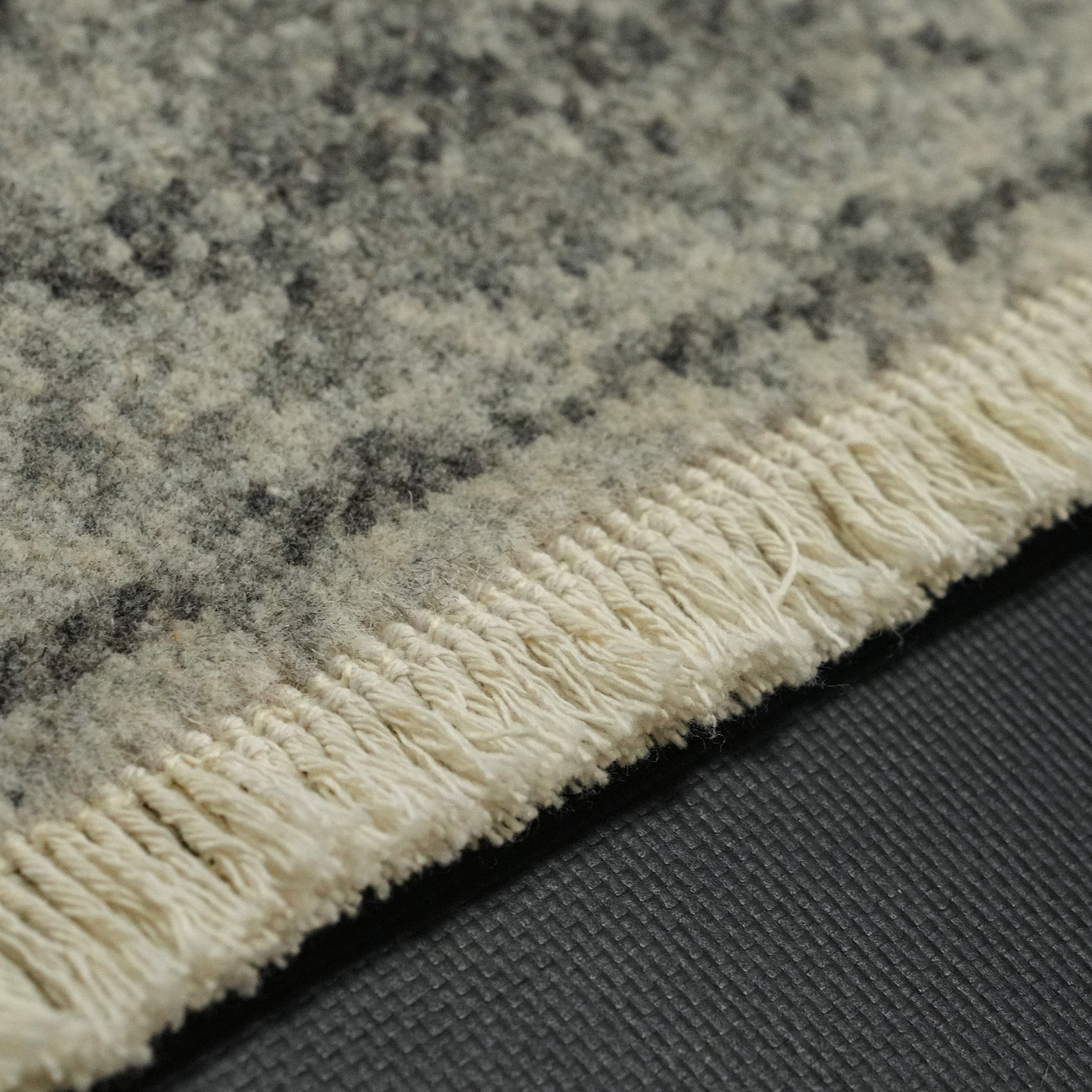 Tempus Series Vintage Patterned Gray Natural Wool Loom Woven Rug
