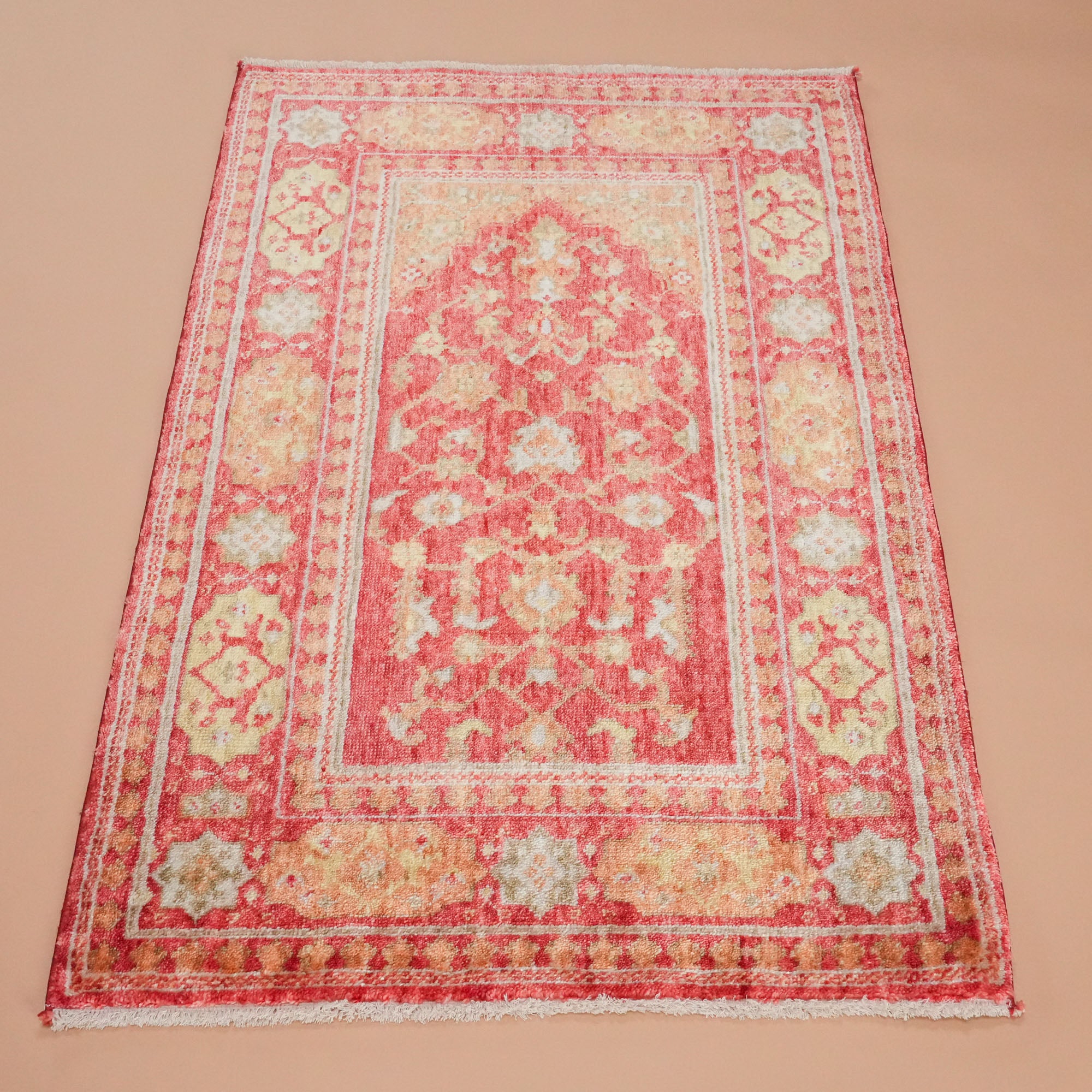 Tezgah Dokuma Tencel Kırmızı Seccade Halı