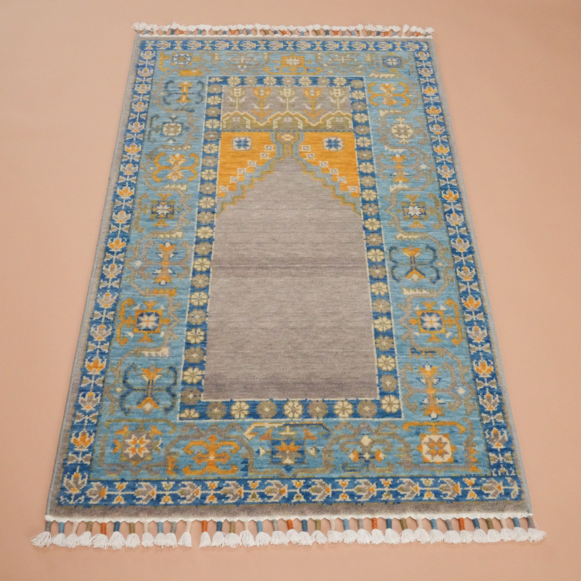 Tezgah Dokuma Yün Gri Seccade Halı