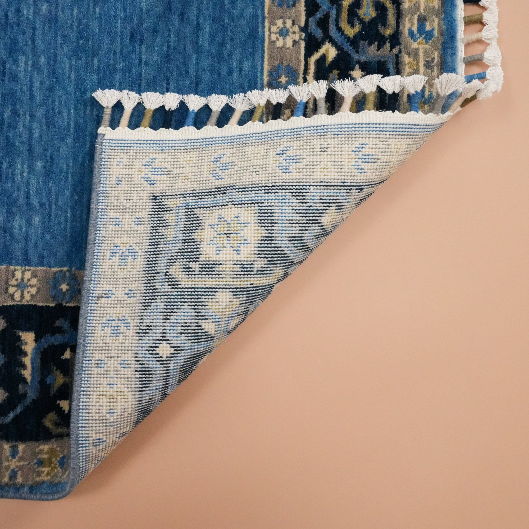 Tezgah Woven Wool Blue Prayer Rug Rug