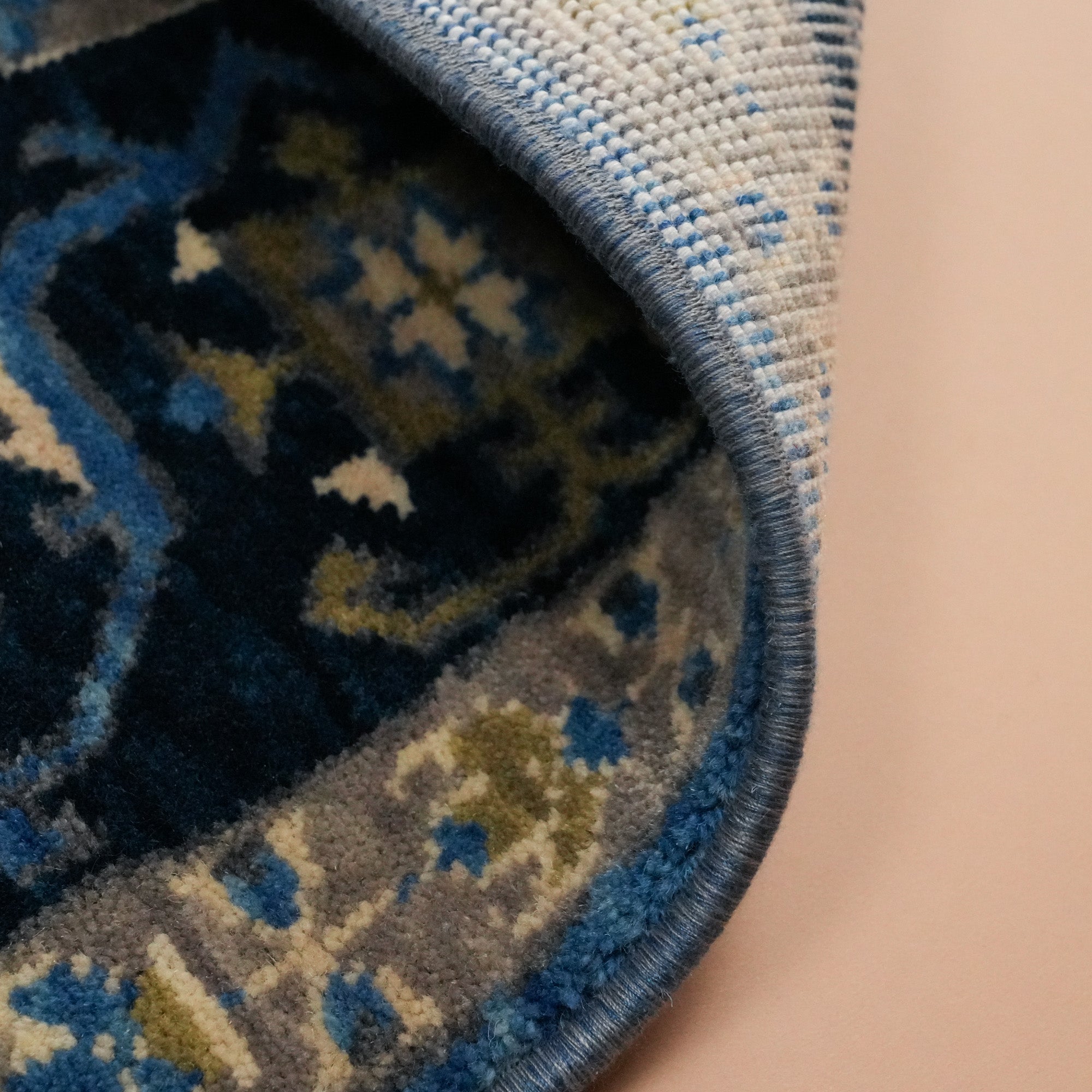 Tezgah Woven Wool Blue Prayer Rug Rug