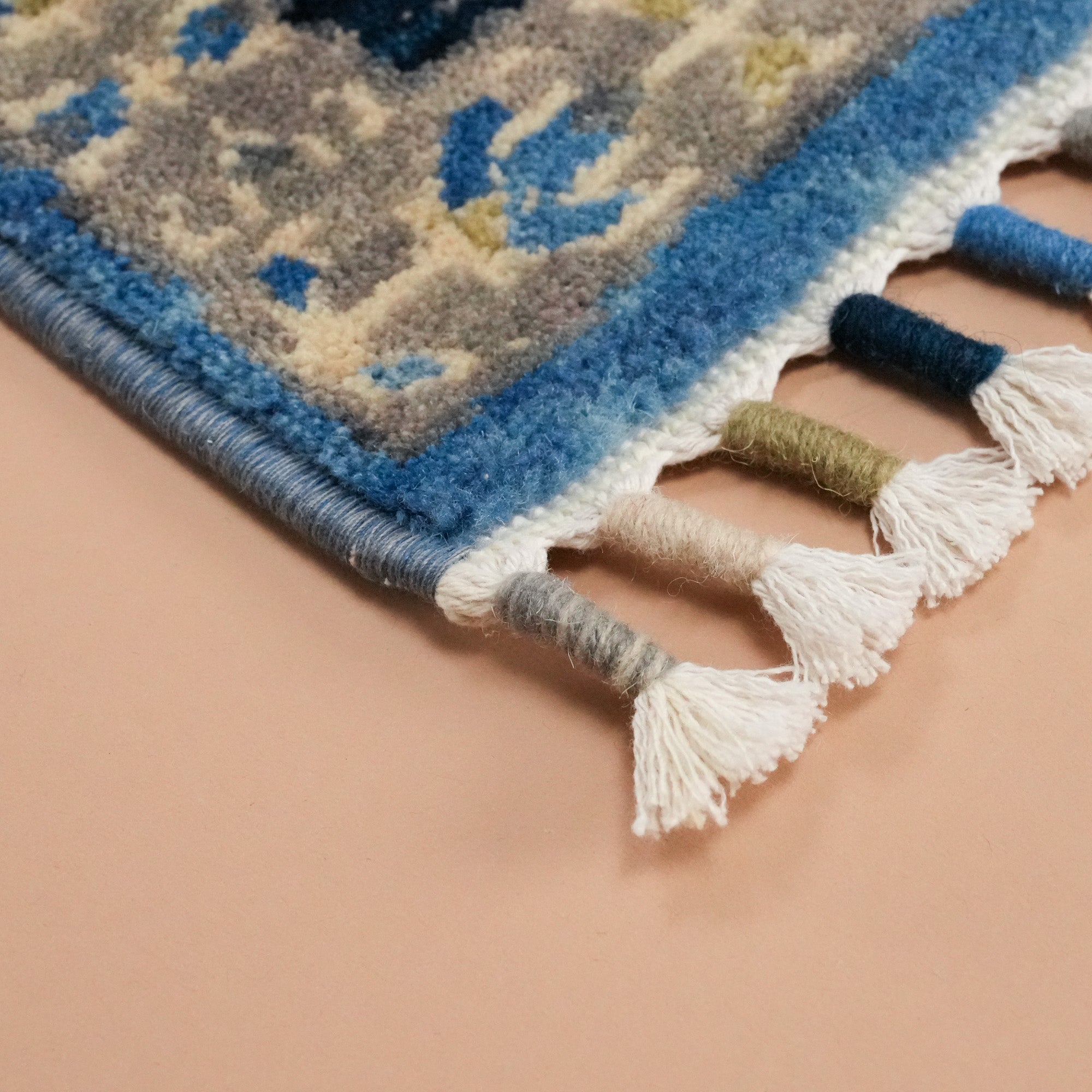 Tezgah Woven Wool Blue Prayer Rug Rug