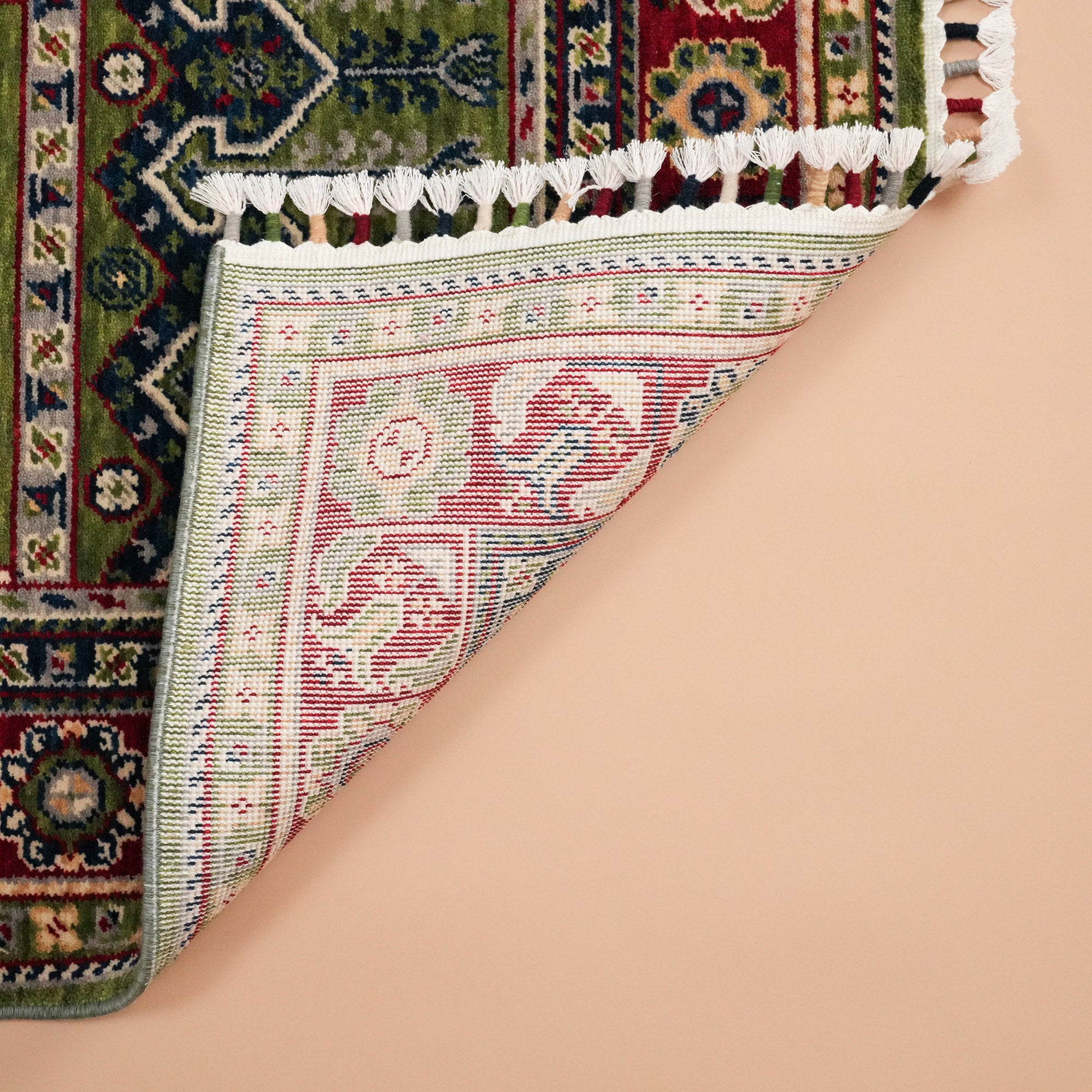 Tezgah Woven Wool Green Prayer Rug Rug