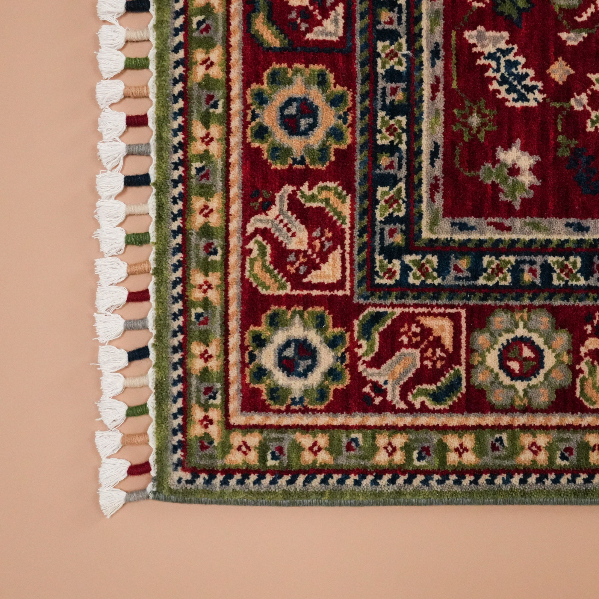 Tezgah Woven Wool Green Prayer Rug Rug