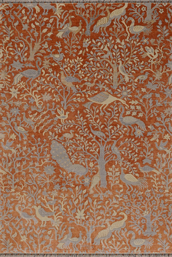 Günyolu Serisi Çiçek Desenli Terra Tezgah Dokuma Doğal Halı