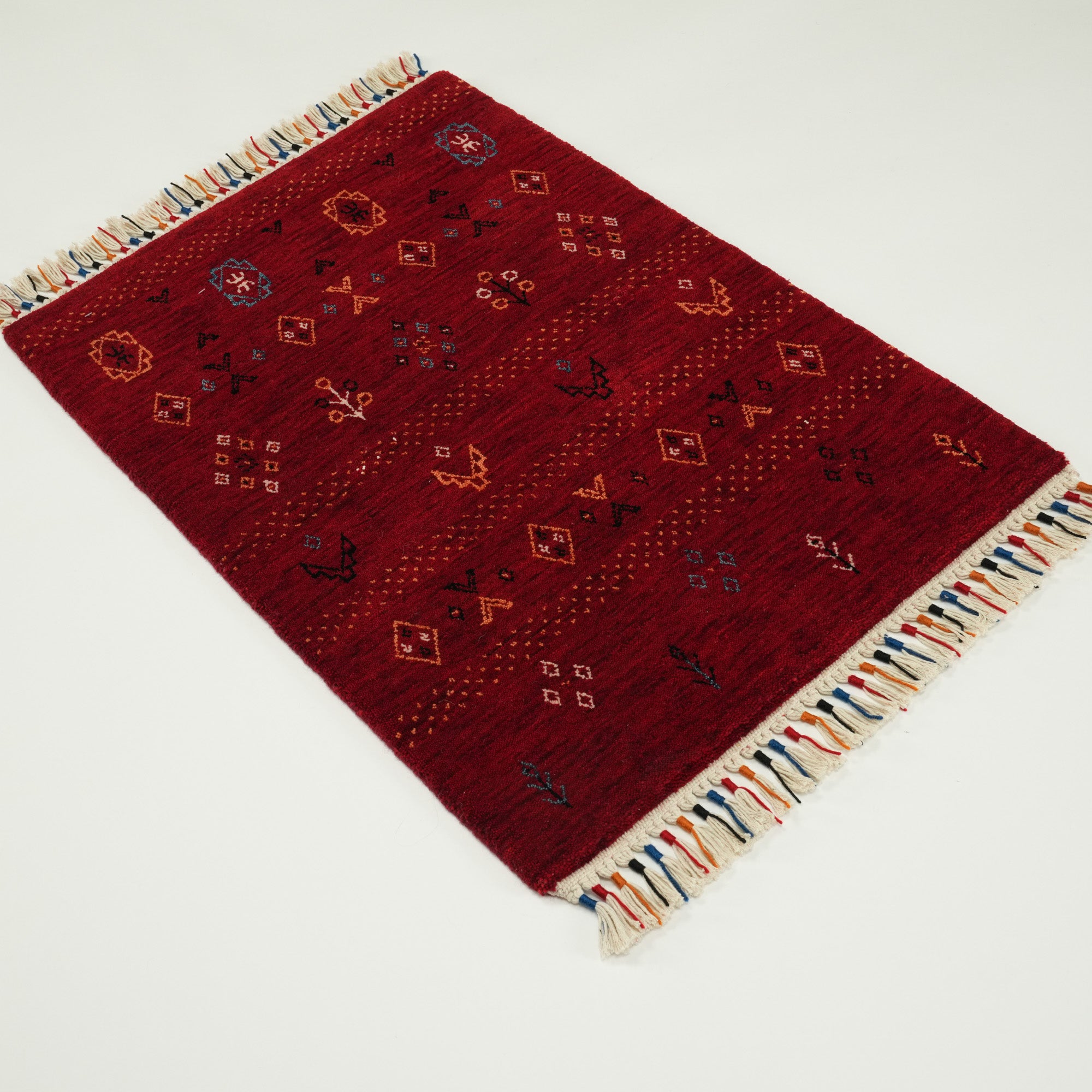Urkum Series Authentic Patterned Red Loom-Woven Rug