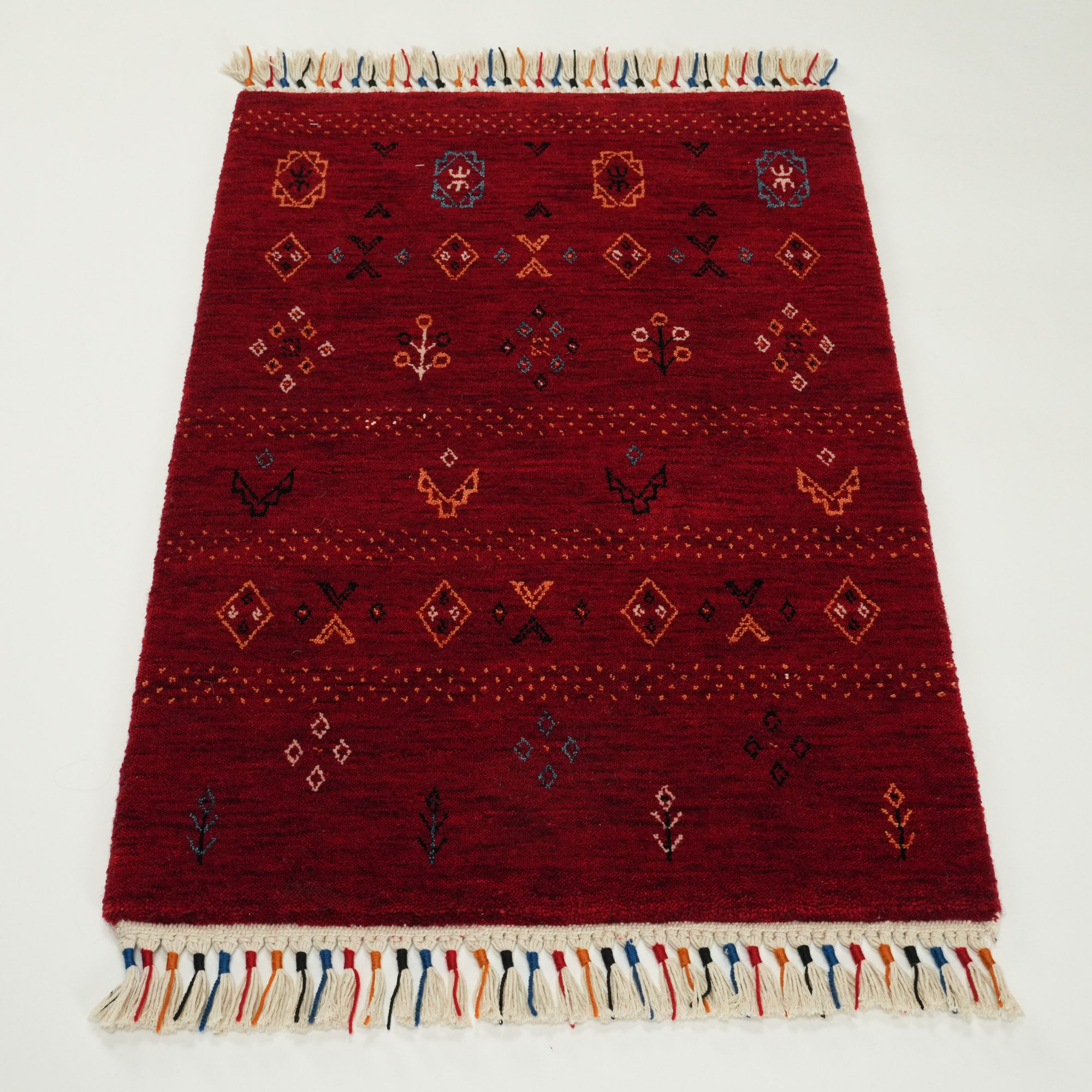 Urkum Series Authentic Patterned Red Loom-Woven Rug