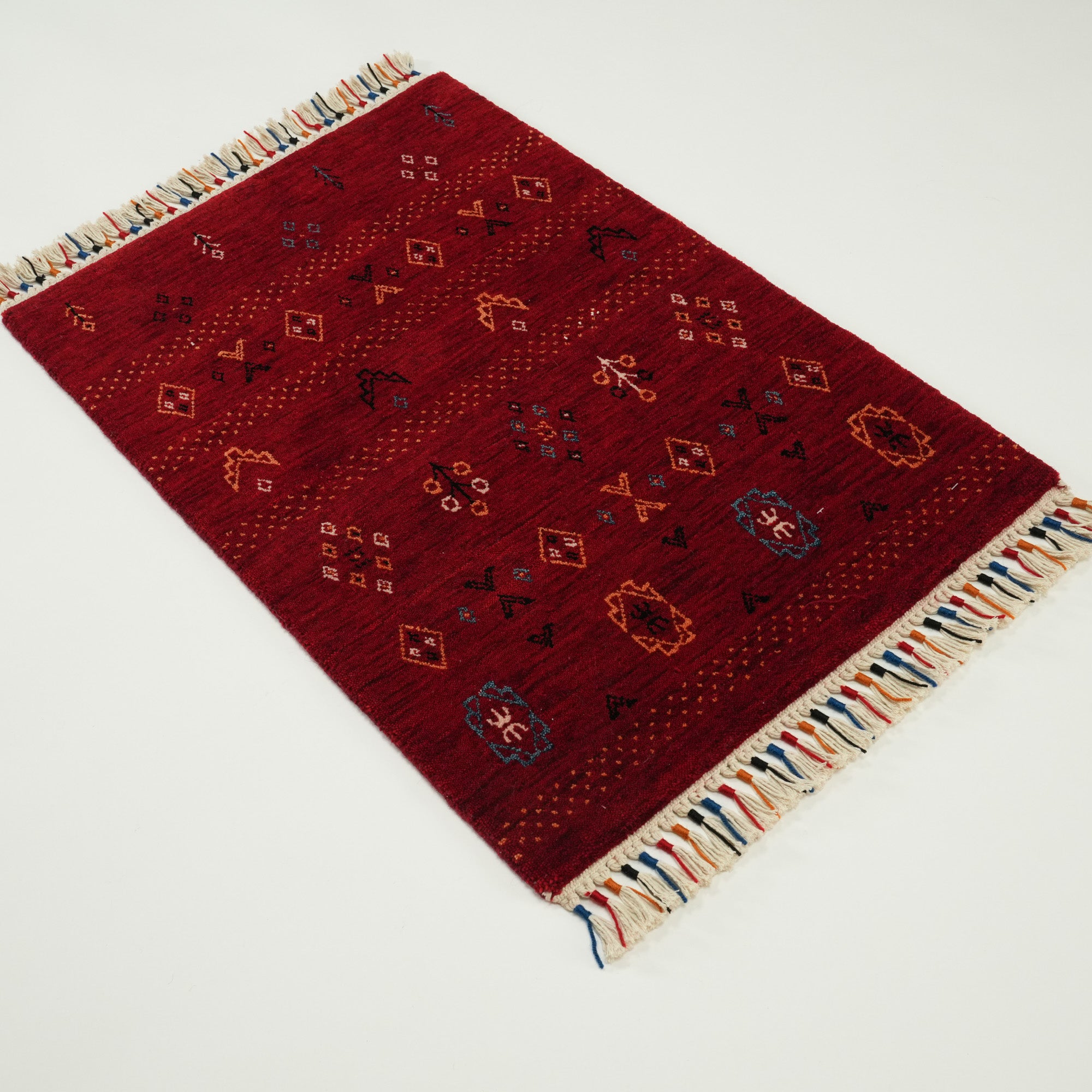Urkum Series Authentic Patterned Red Loom-Woven Rug