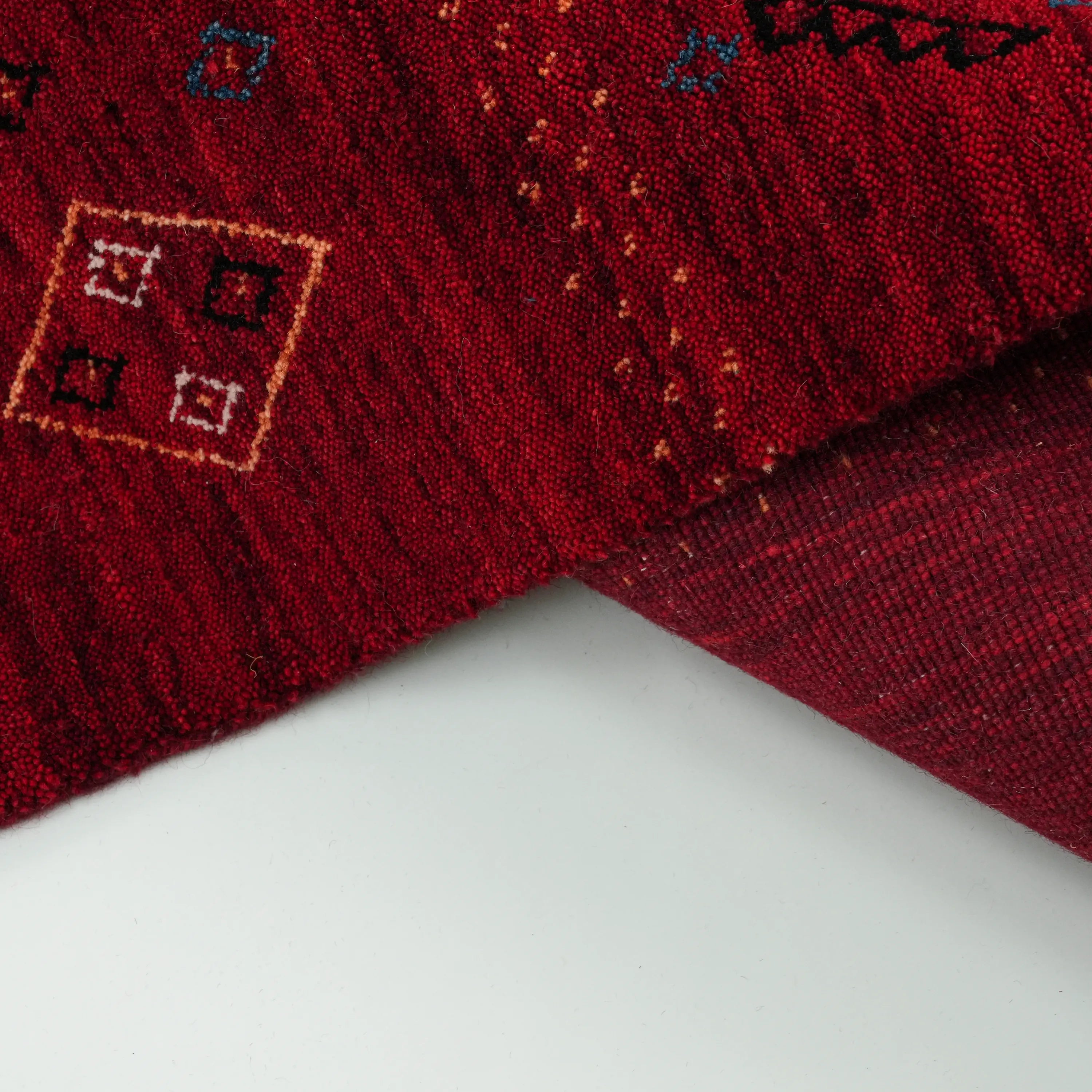 Urkum Series Authentic Patterned Red Wool Loom Woven Rug