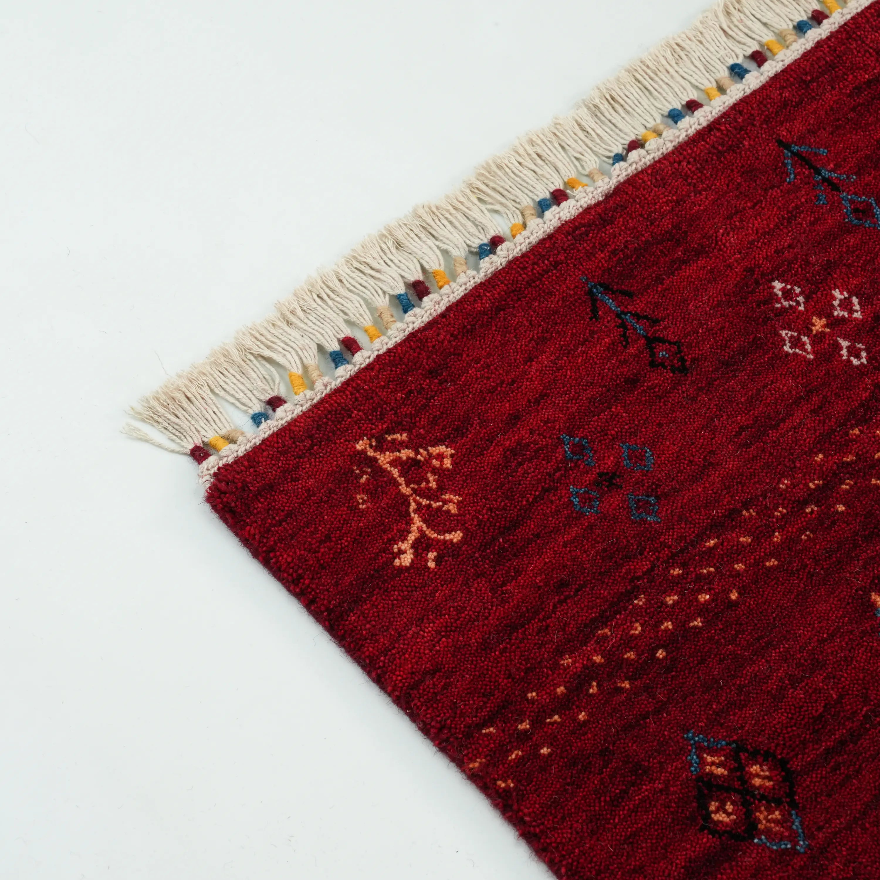 Urkum Series Authentic Patterned Red Wool Loom Woven Rug