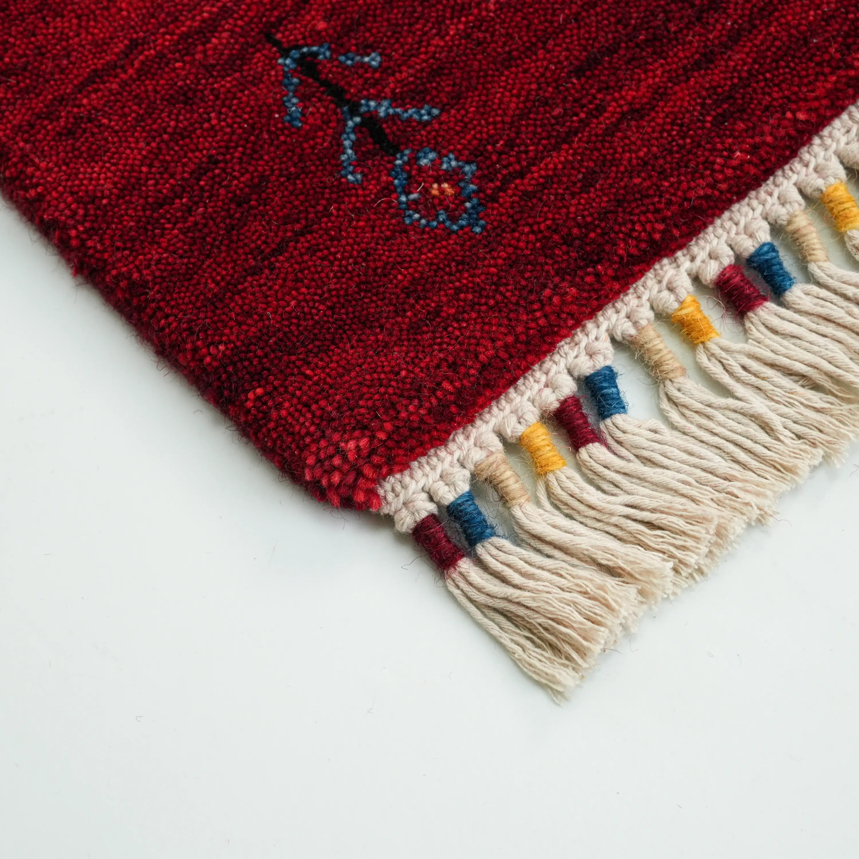 Urkum Series Authentic Patterned Red Wool Loom Woven Rug