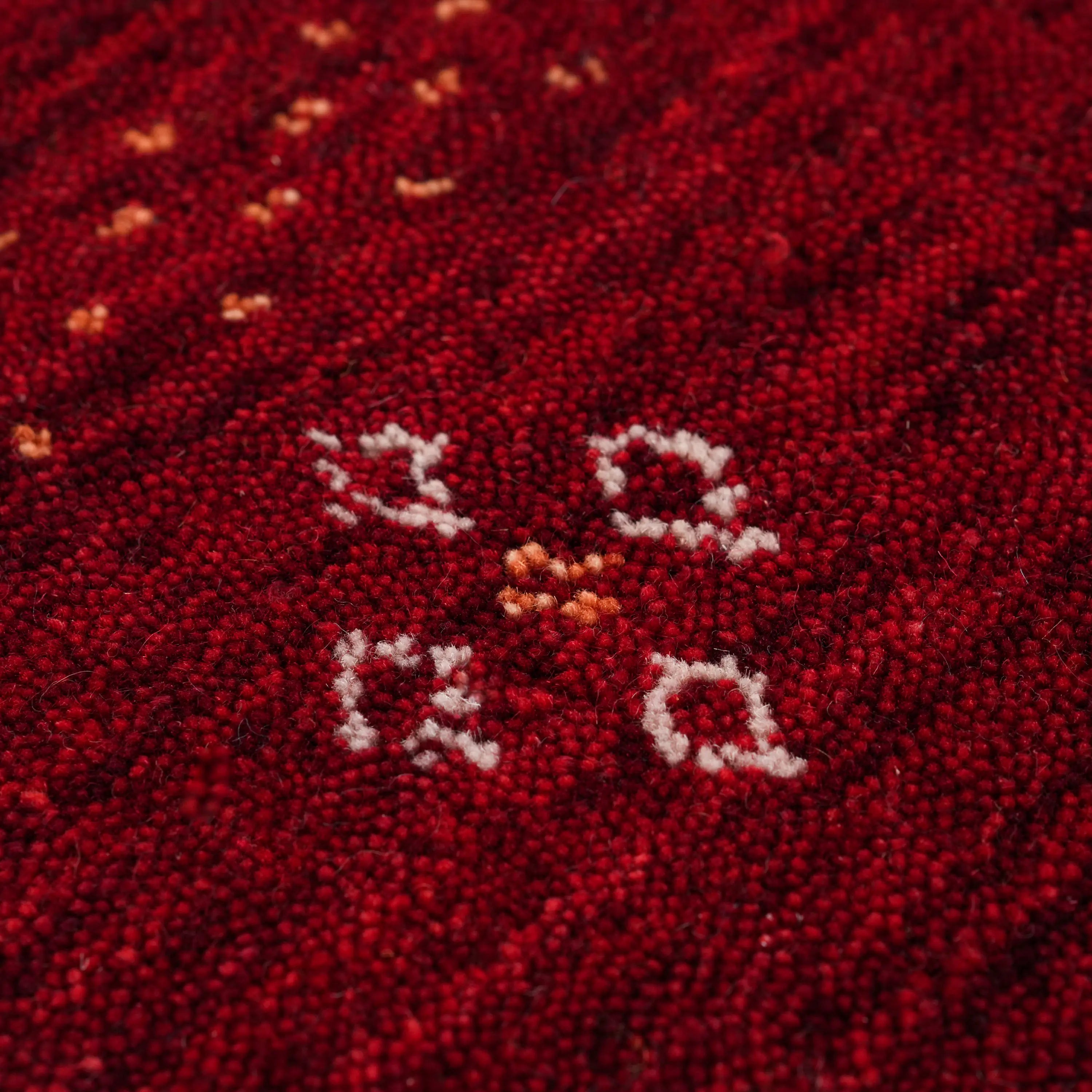 Urkum Series Authentic Patterned Red Wool Loom Woven Rug