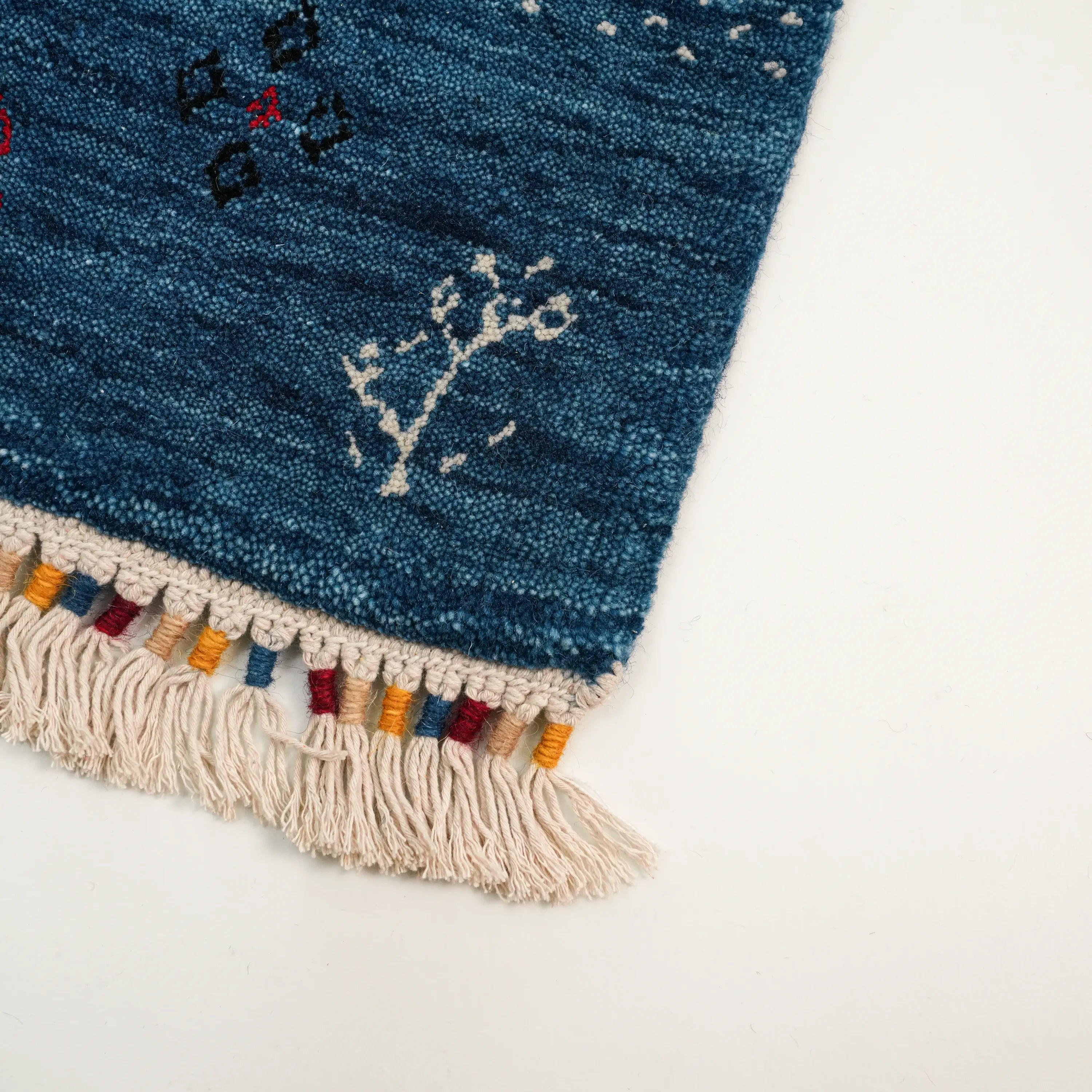 Urkum Series Authentic Patterned Blue Wool Loom Woven Rug