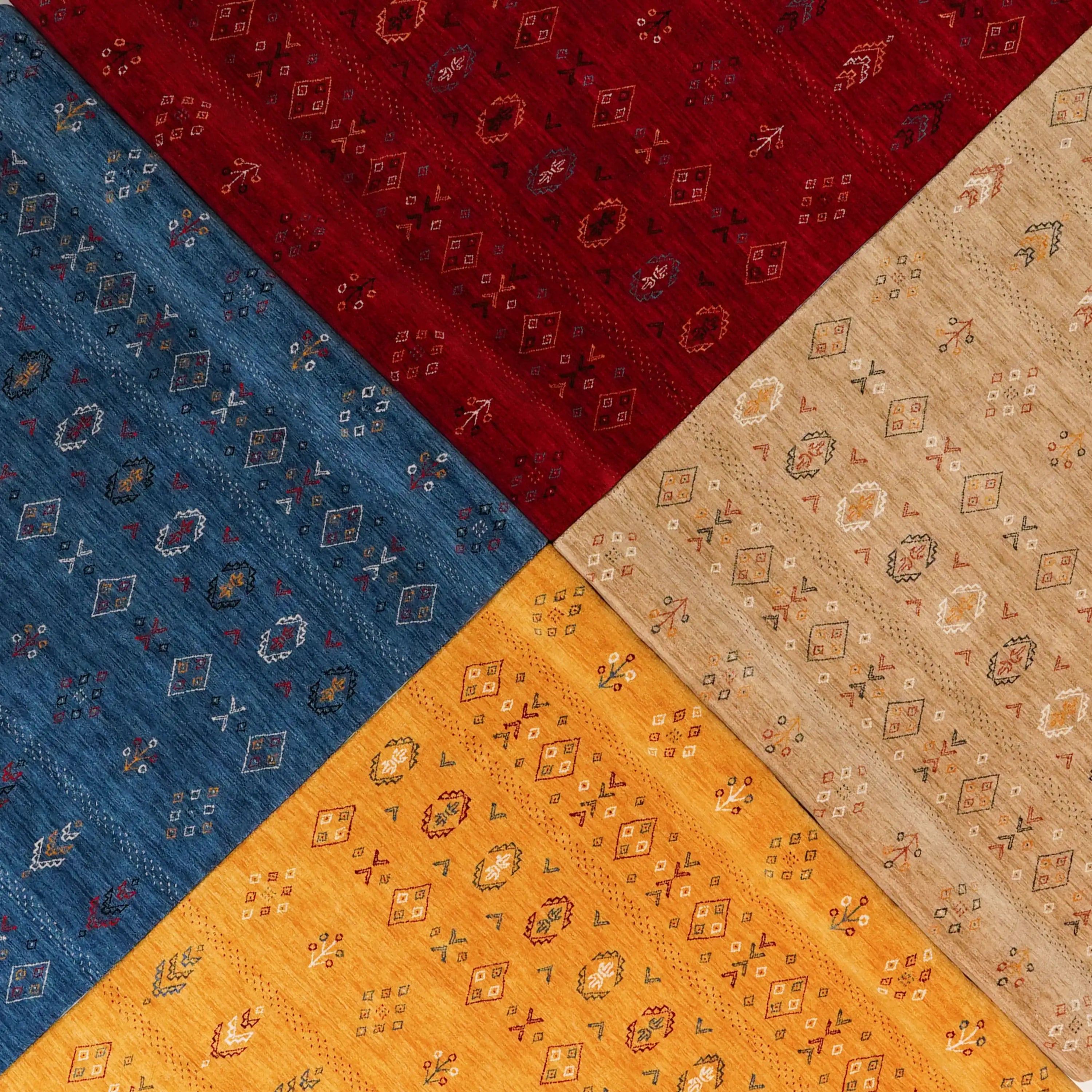 Urkum Series Authentic Patterned Blue Wool Loom Woven Rug