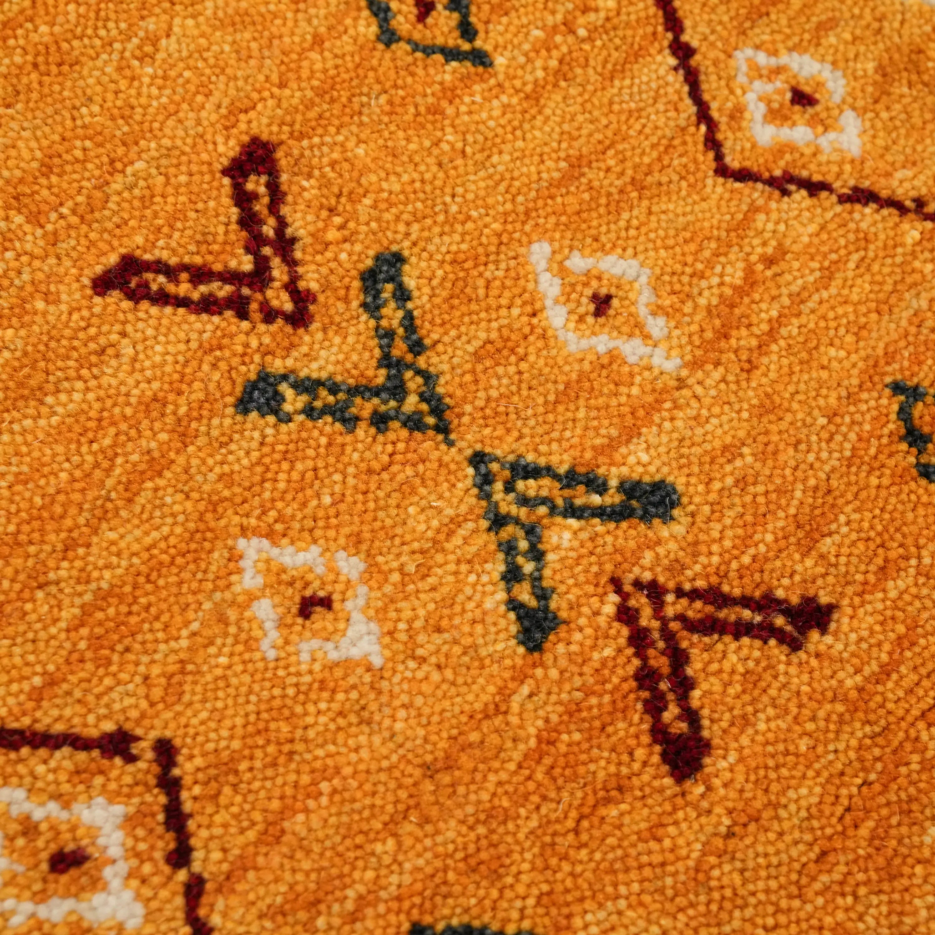 Urkum Series Authentic Patterned Yellow Wool Loom Woven Rug