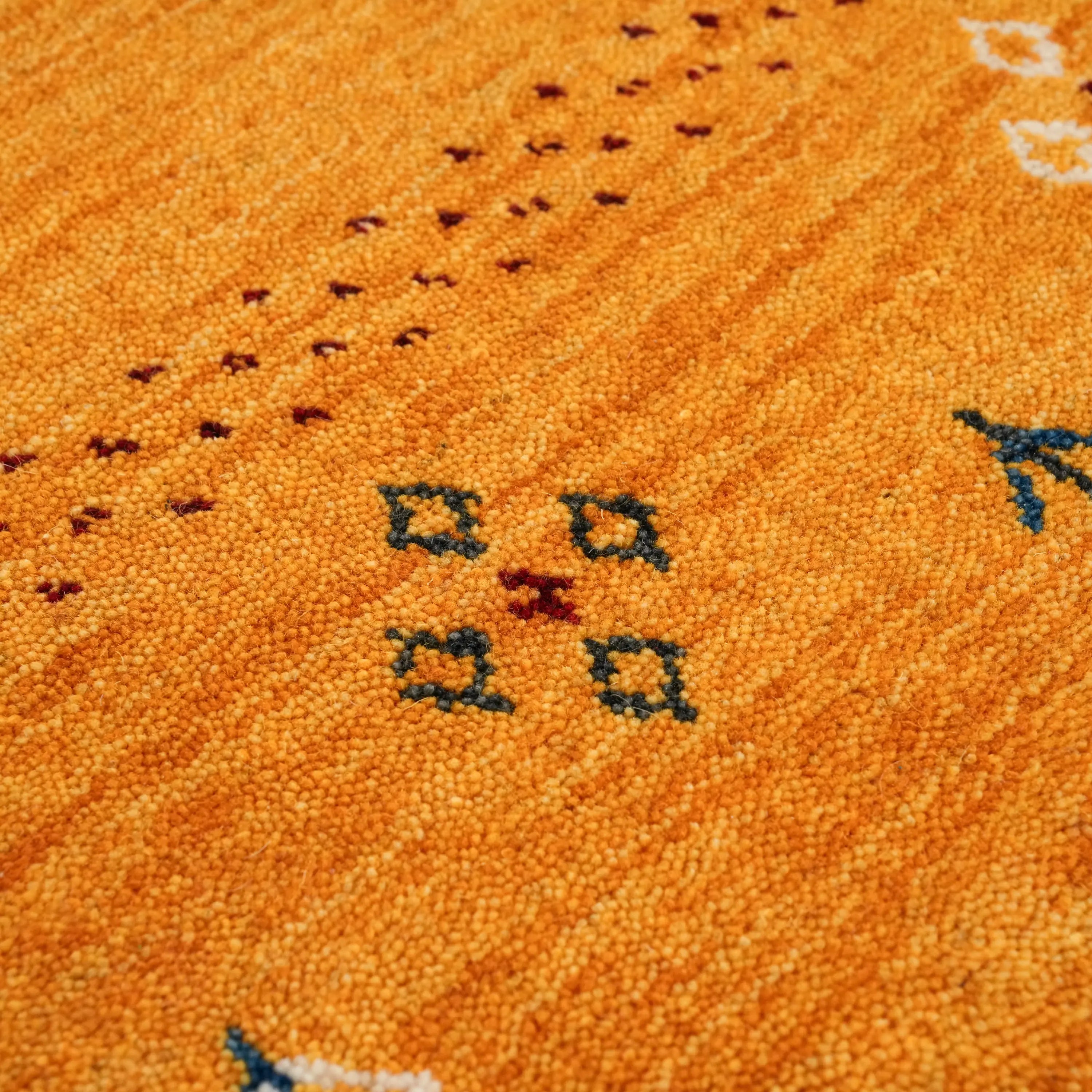 Urkum Series Authentic Patterned Yellow Wool Loom Woven Rug