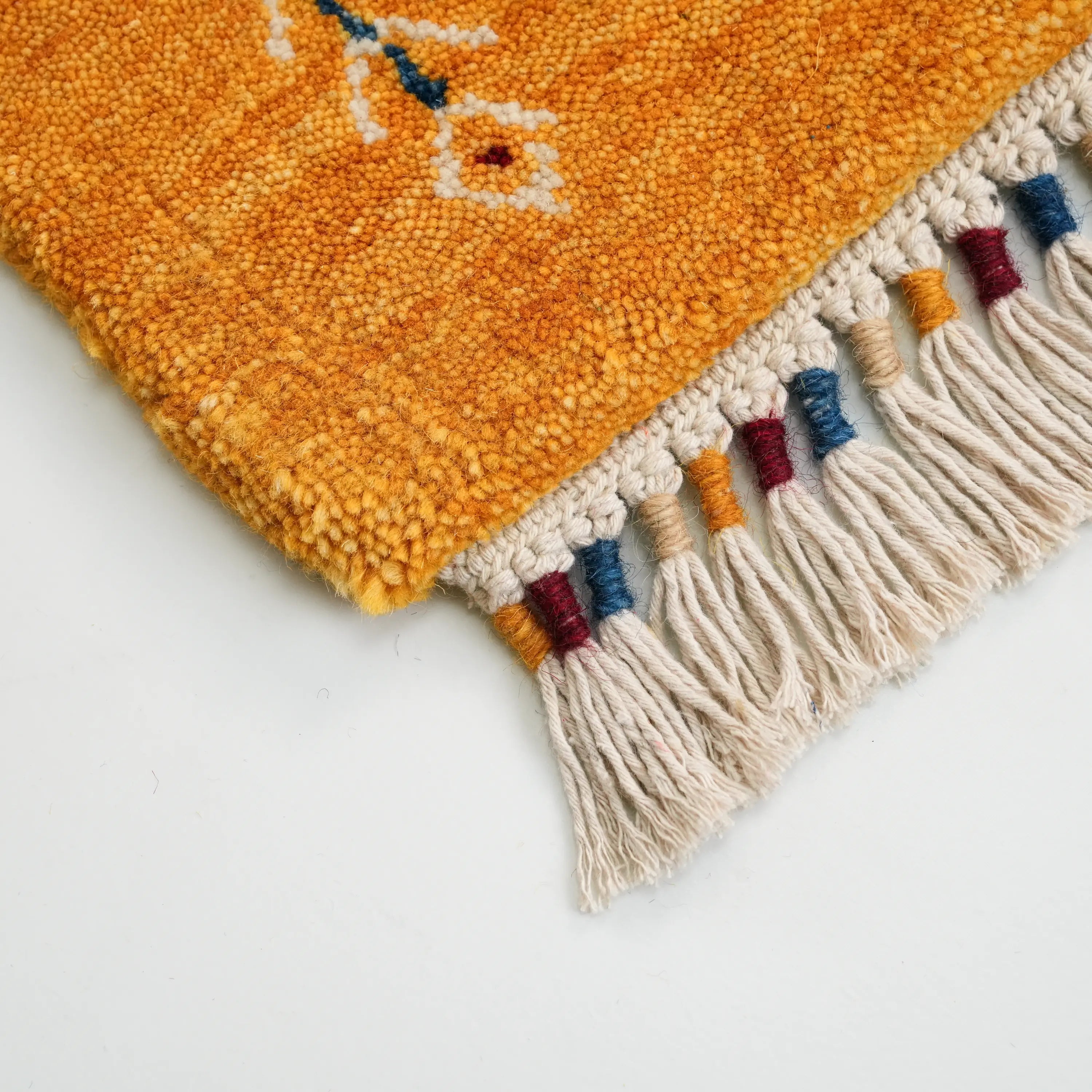 Urkum Series Authentic Patterned Yellow Wool Loom Woven Rug