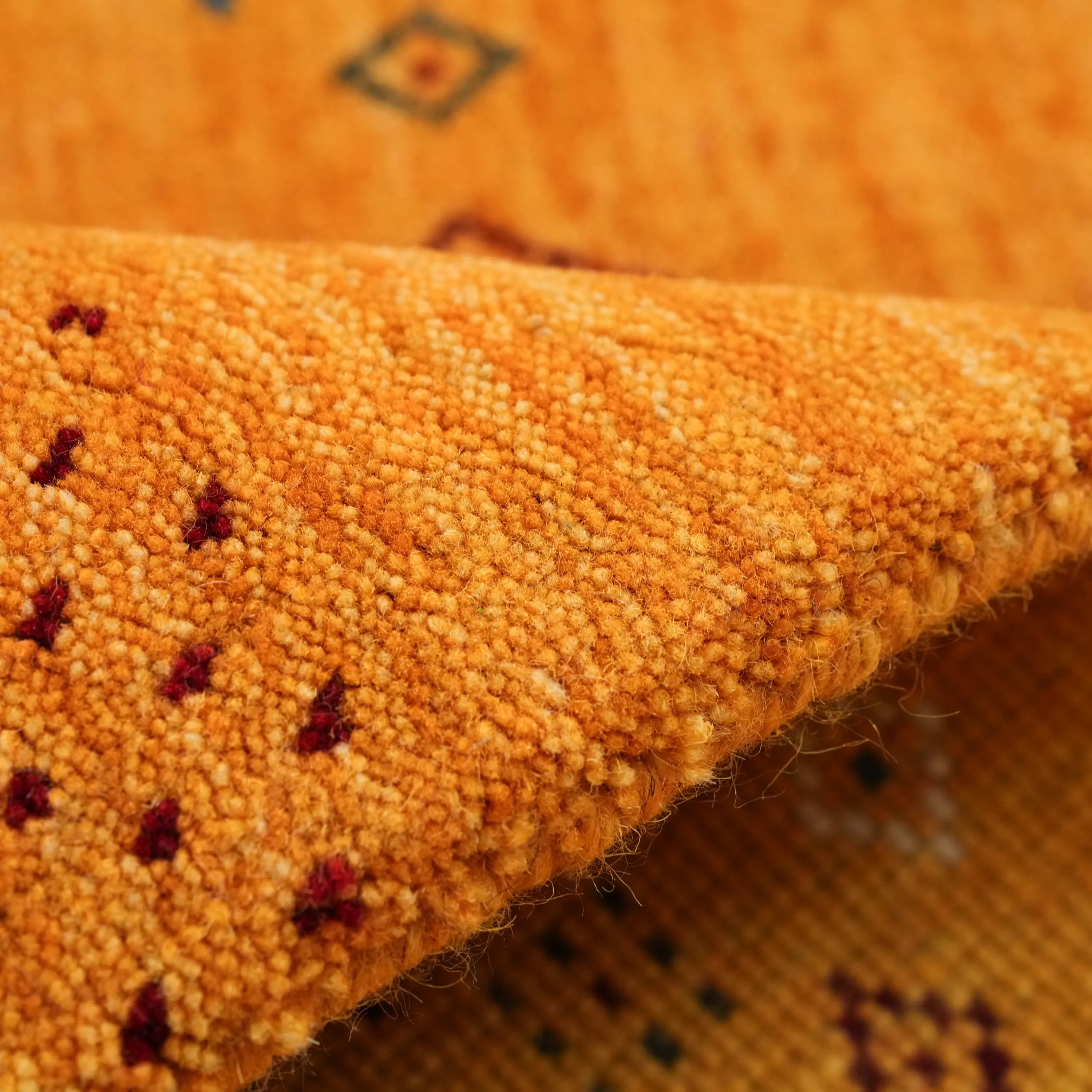 Urkum Series Authentic Patterned Yellow Wool Loom Woven Rug